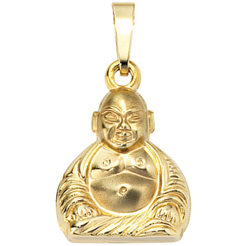 Schmuck Krone Kettenanhänger Anhänger Buddha aus 333 Gold Gelbgold Goldanhänger teilmattiert Schmuck Unisex, Gold 333