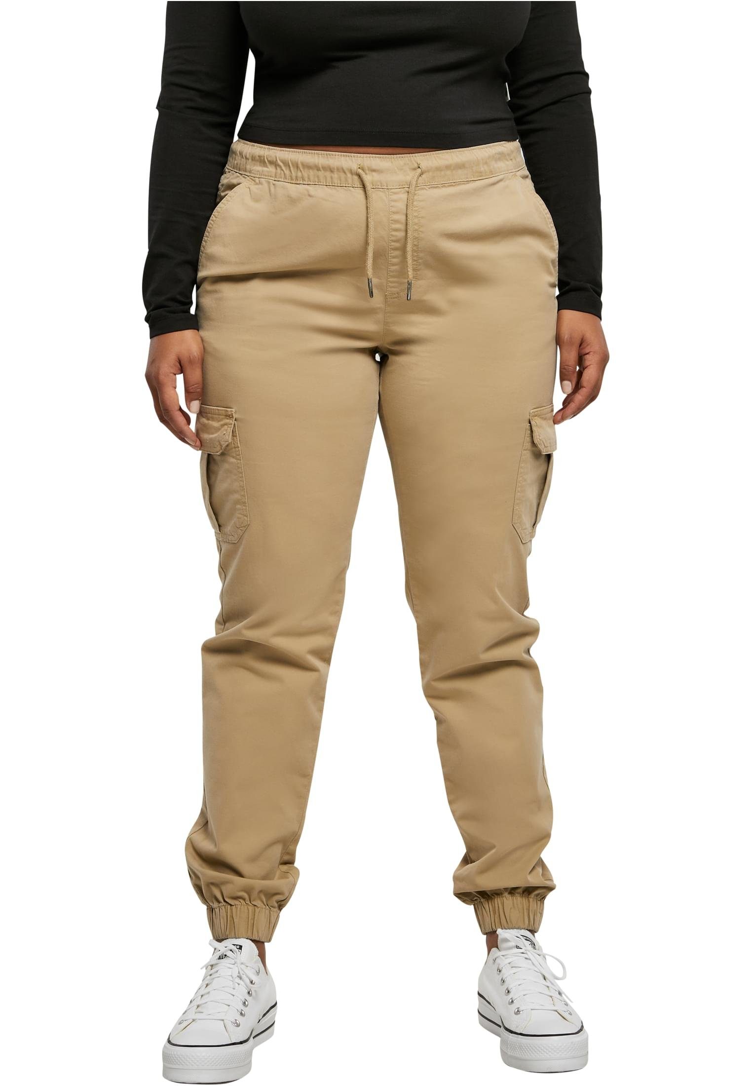 URBAN CLASSICS Cargohose Damen Ladies Cargo High (1-tlg) Pants Jogging unionbeige Waist