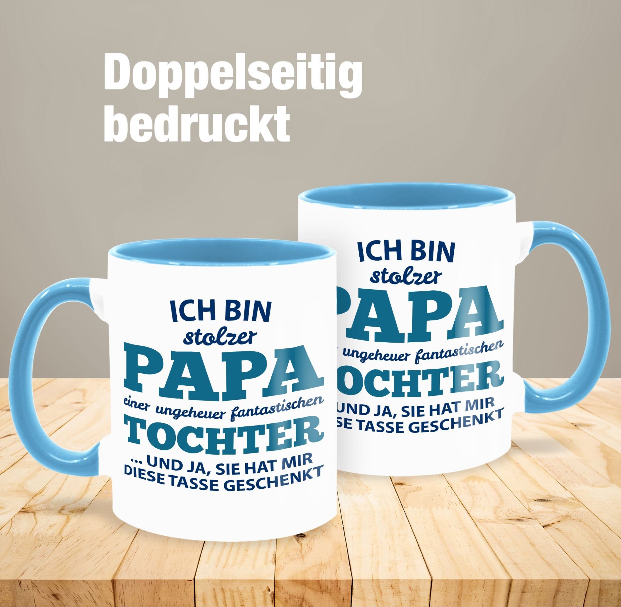 Shirtracer Tasse Stolzer Papa einer fantastischen Geschenk Keramik, Tochter Hellblau Kaffeetasse Tasse, Vatertag 1