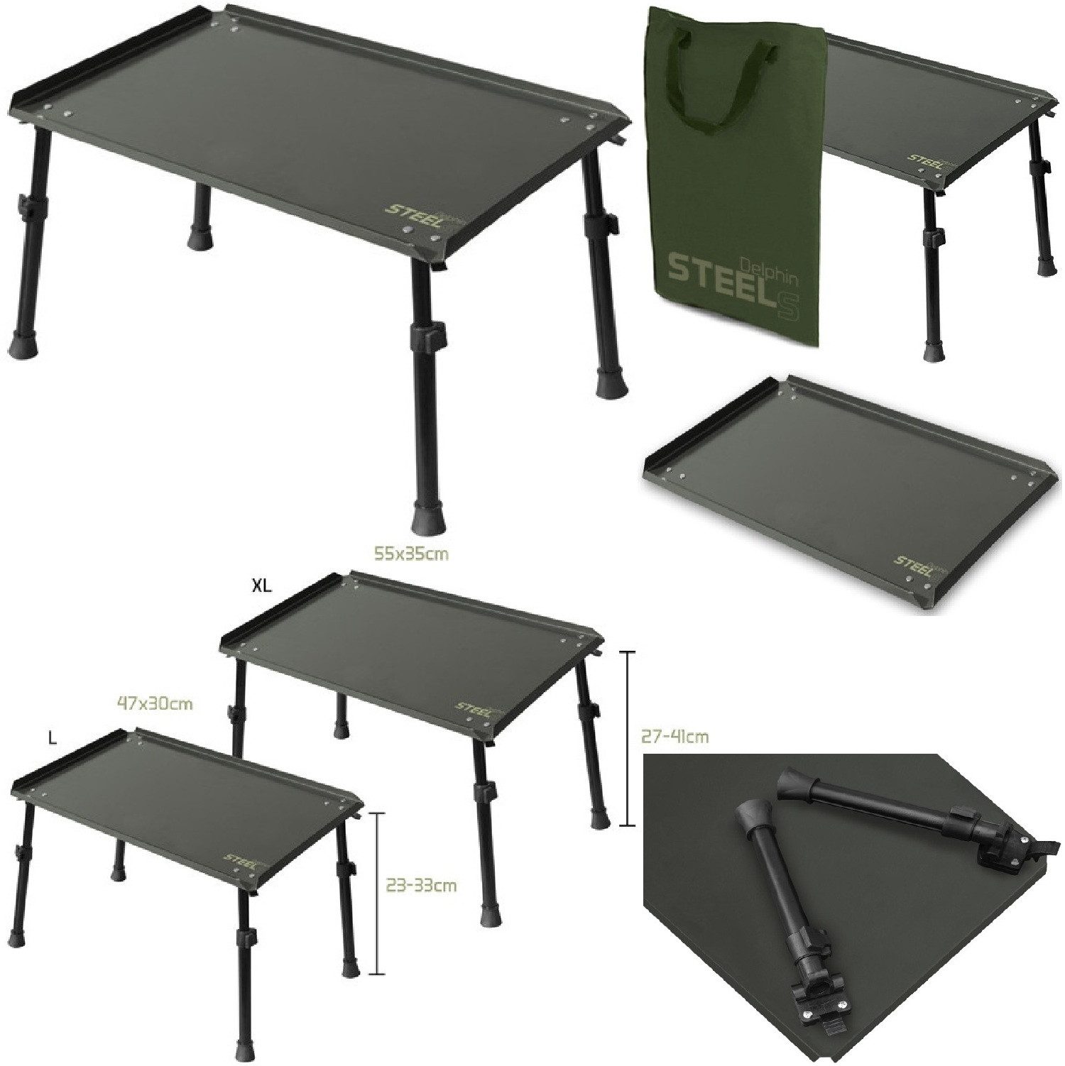 Campingtisch Tisch für Camping o. Angeln - 2 Gr. wählbar - verstellbar - mit Tasche