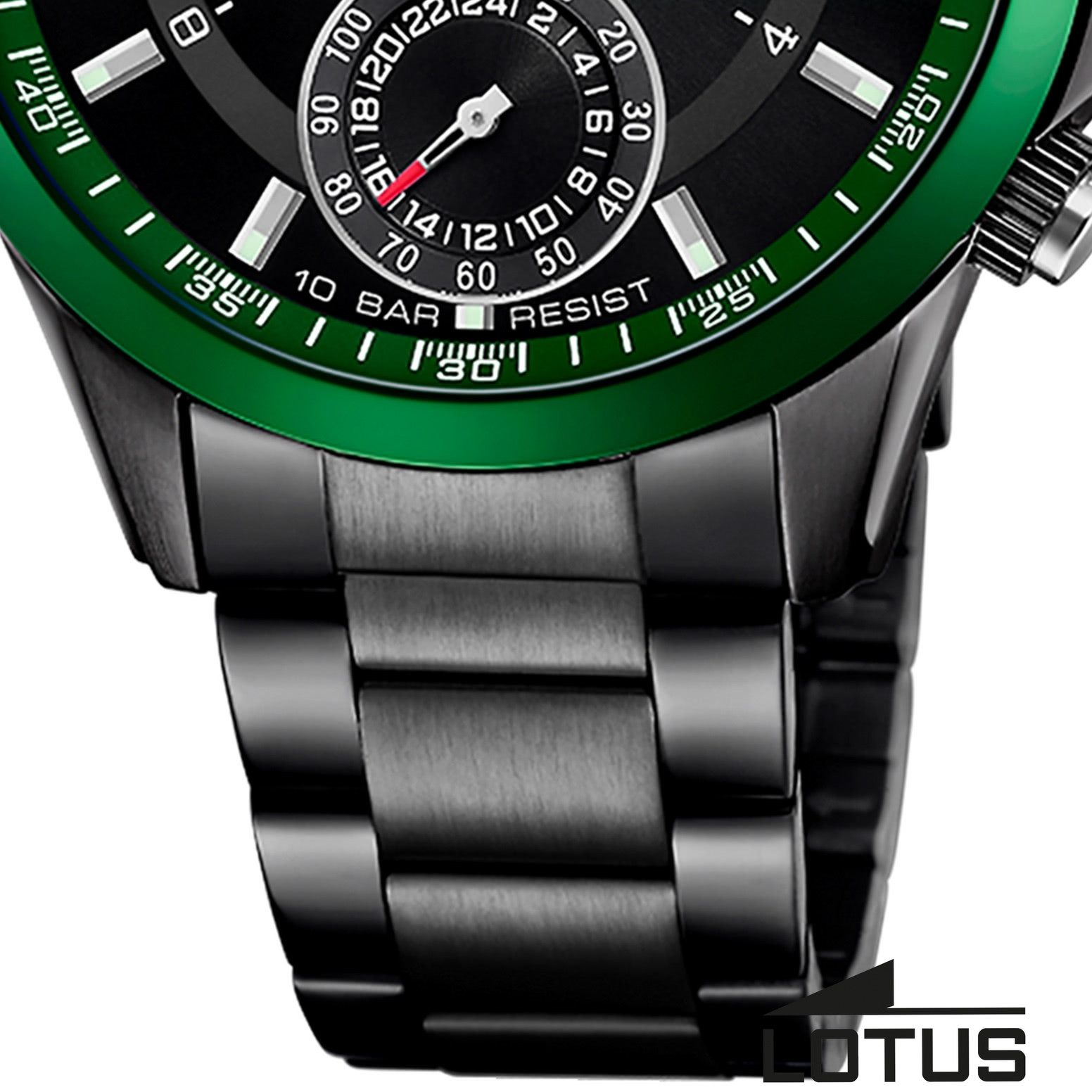 Lotus Chronograph Lotus Herrenuhr Edelstahl schwarz Lotus, (Chronograph), Herren Armbanduhr rund, groß (ca. 43mm), Edelstahl