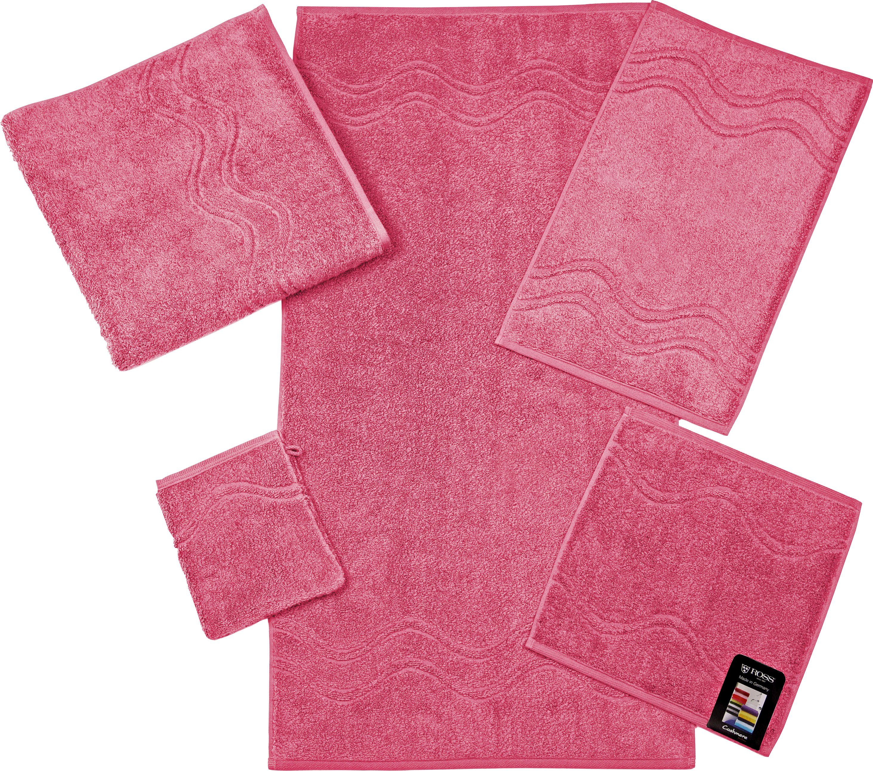 ROSS Handtuch Cashmere feeling, Frottier (Packung, 2-St), 100% Baumwolle, mit Wellen-Bordüre, große Farbauswahl