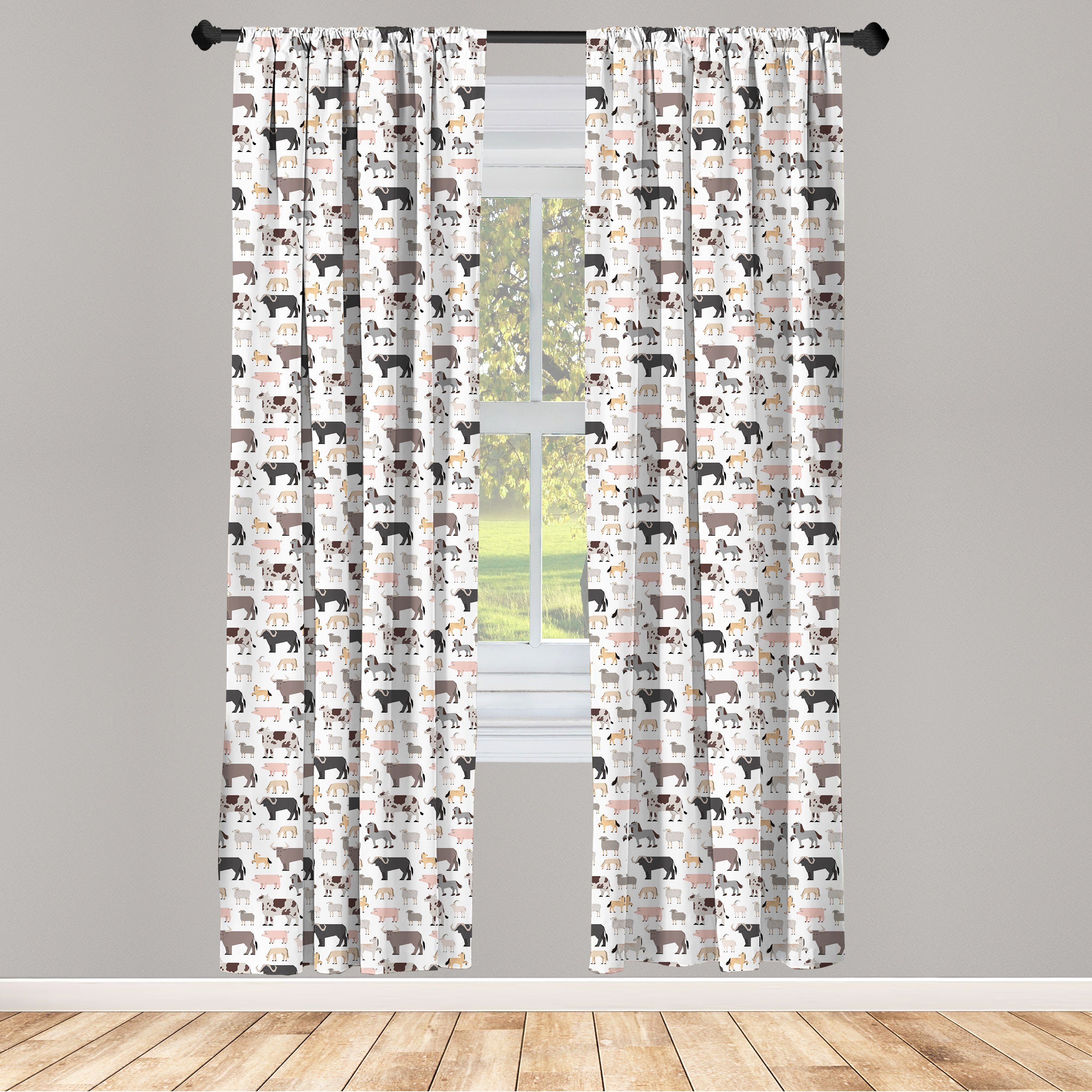 Vieh Vorhang Microfaser, Grafik-Design-Cattle Abakuhaus, für Dekor, Schlafzimmer Das Wohnzimmer Gardine