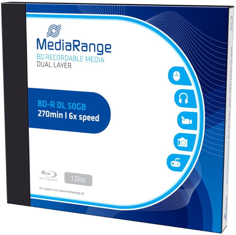 Mediarange Blu-ray-Rohling 1 Mediarange Rohling Blu-ray BD-R Dual Layer 50GB 6x Jewelcase