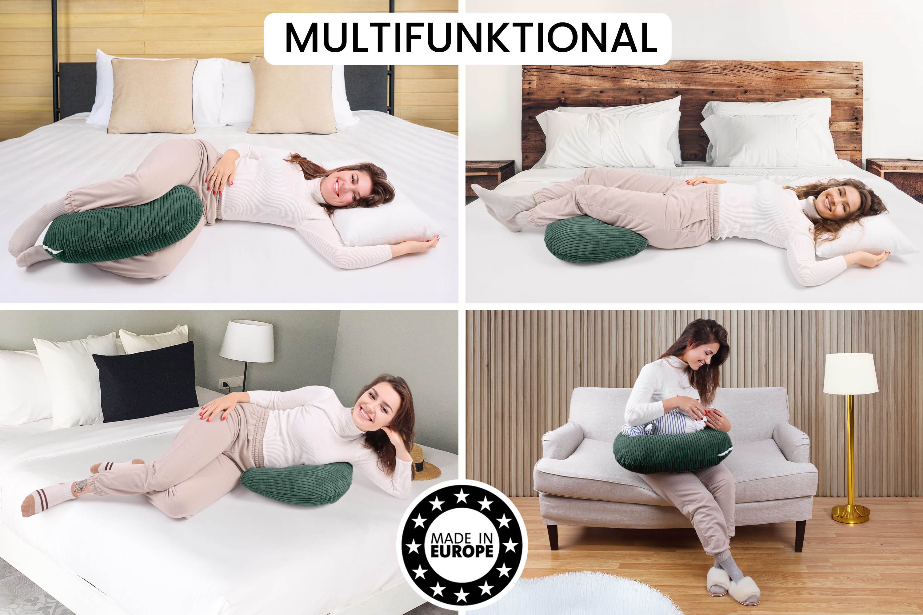 Amilian Stillkissen - Lagerungskissen - Schwangerschaftskissen mit Füllung und Bezug, Stillmond - Stillhörnchen - pregnancy pillow, für Mütter und Babys