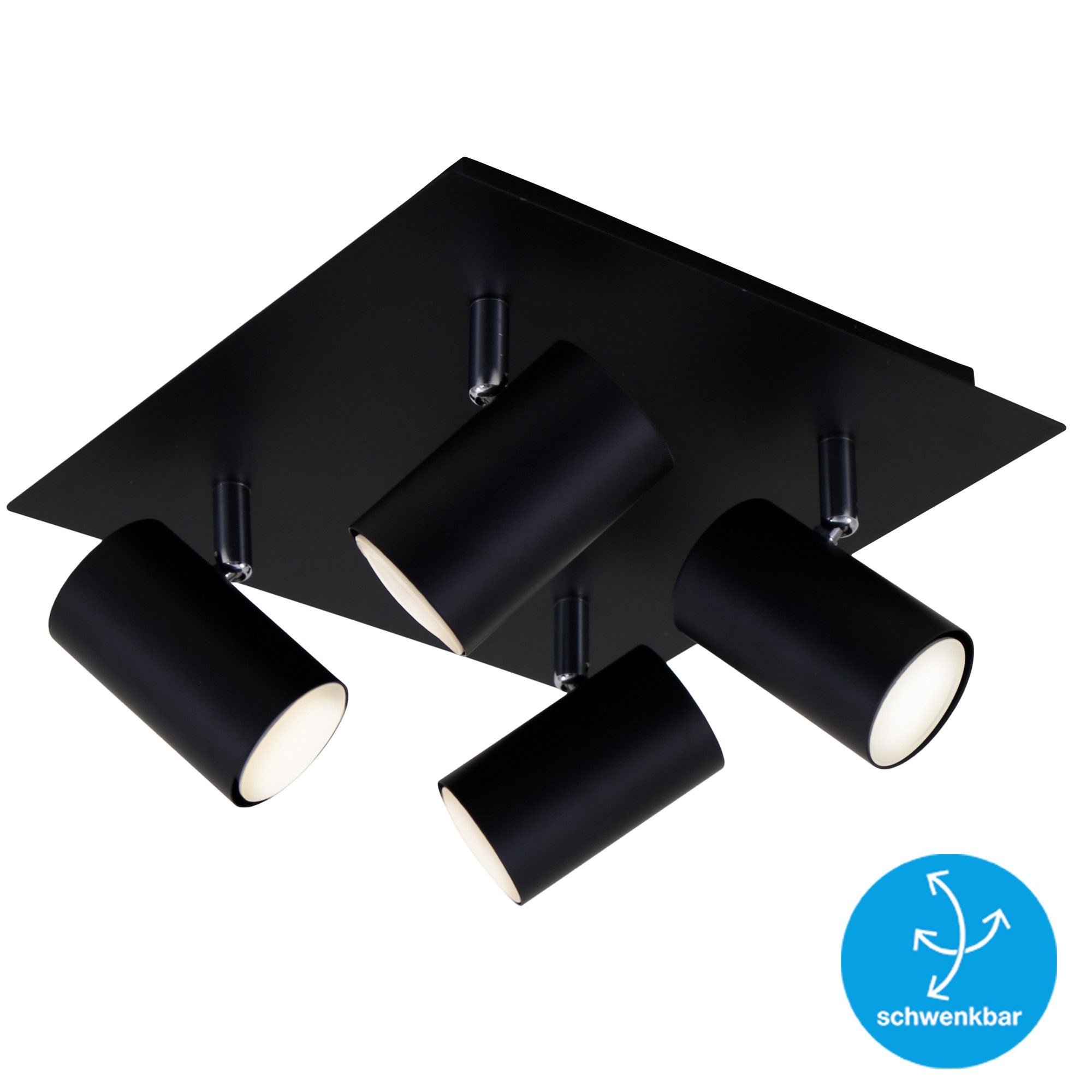 Briloner Leuchten Deckenspot LED Wandlampe Innen Wohnzimmer GU10, exkl. Leuchtmittel, ohne Leuchtmittel, 2700K - Extra - Warmweiß, Wandlampe, 12x8x12,3cm, Schwarz, max.40W, GU10, Innen, Wohnzimmer