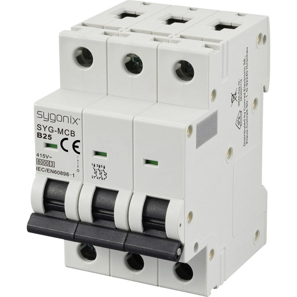 Schalter Sygonix SY-6440998 SYG-MCB 3P/B25/6KA Leitungsschutzschalter 3polig