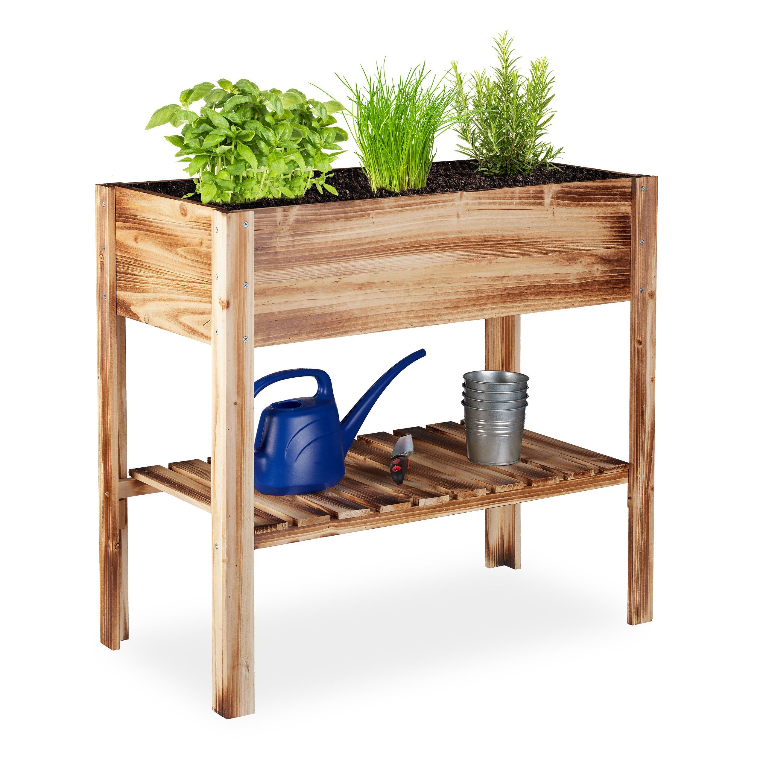 relaxdays Hochbeet Holz geflammt