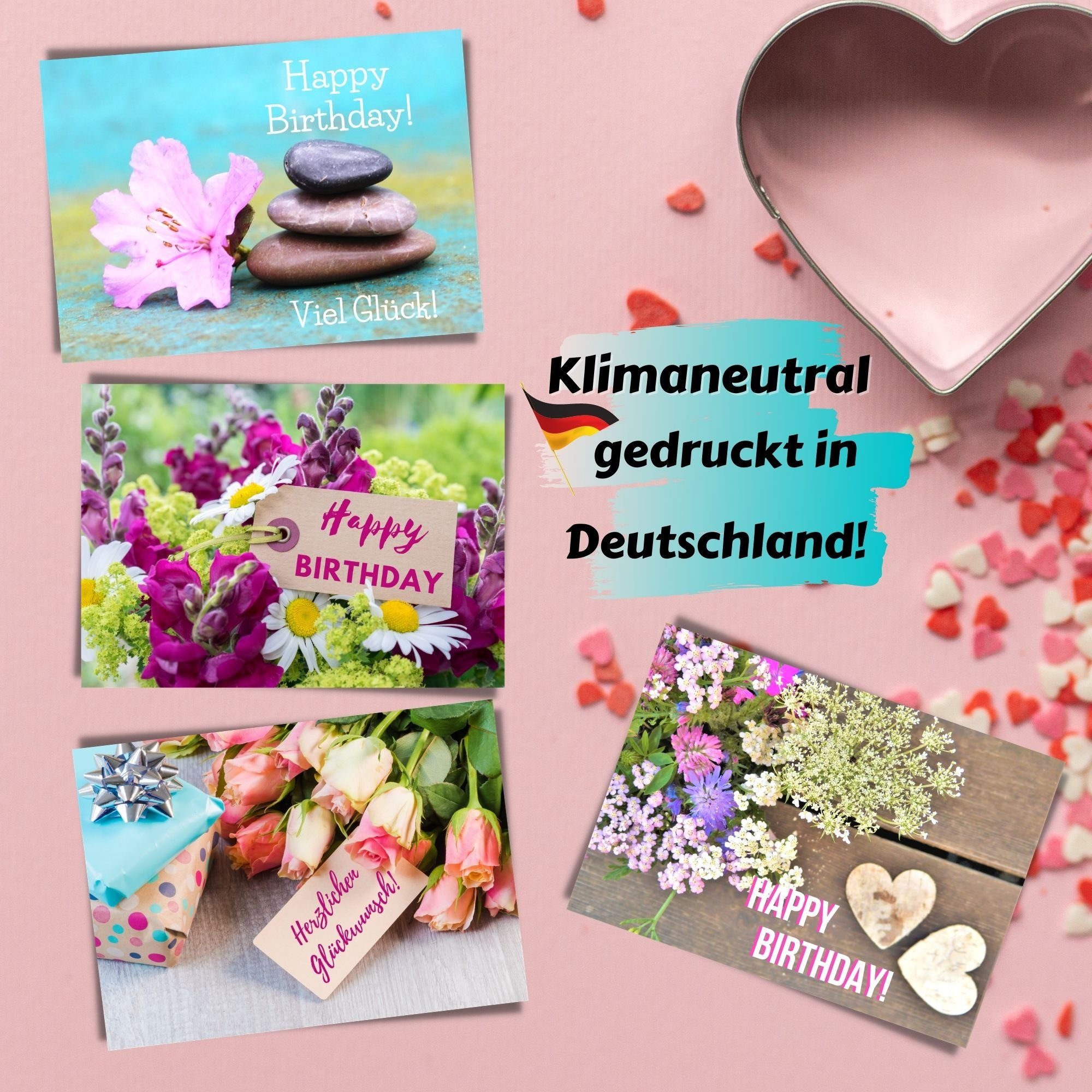 Domelo Geburtstagskarte Geburtstagskarten 16er Set mit Umschlag Postkarten, Grußkarten