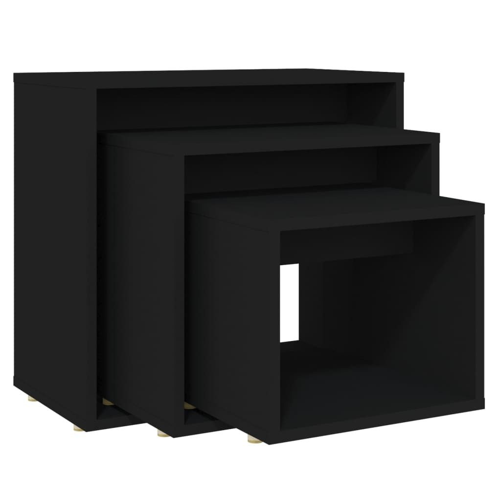 vidaXL Beistelltisch Satztische 3-tlg. Schwarz Holzwerkstoff (3-St)