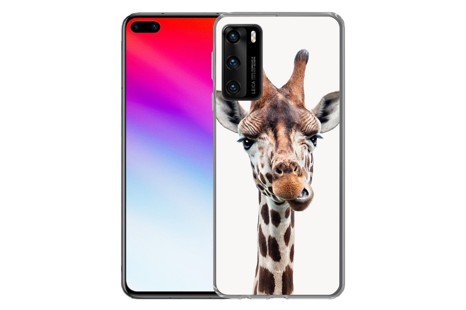 MuchoWow Handyhülle für Huawei P40 Jungen - Giraffe - Tiere - Kopf - Porträt - Kind - Mädc, Handy Case, Silikon, Bumper Case Dünn