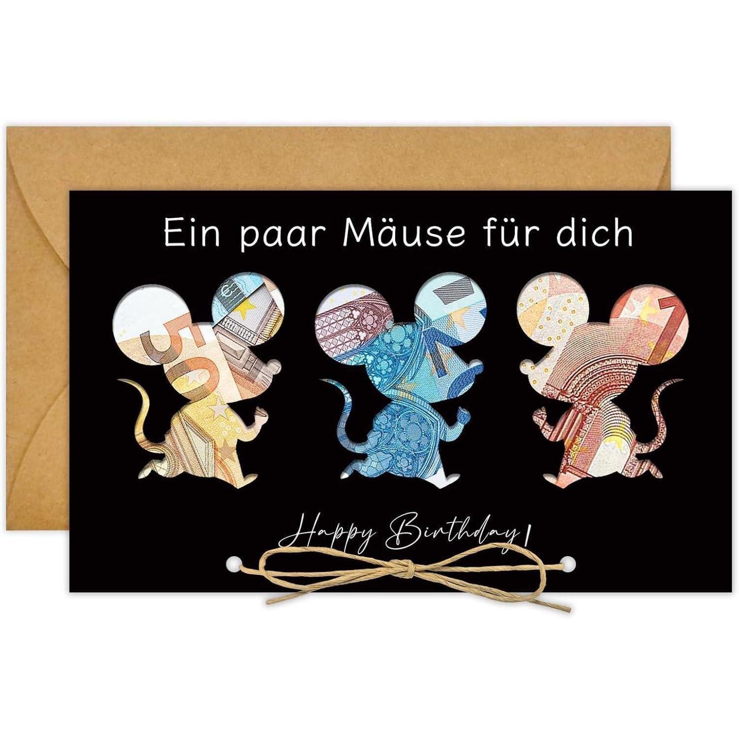 LuxusKollektion Geburtstagskarte Lustige Geldgeschenkkarte Geburtstag Umschlag 3D Mäuse