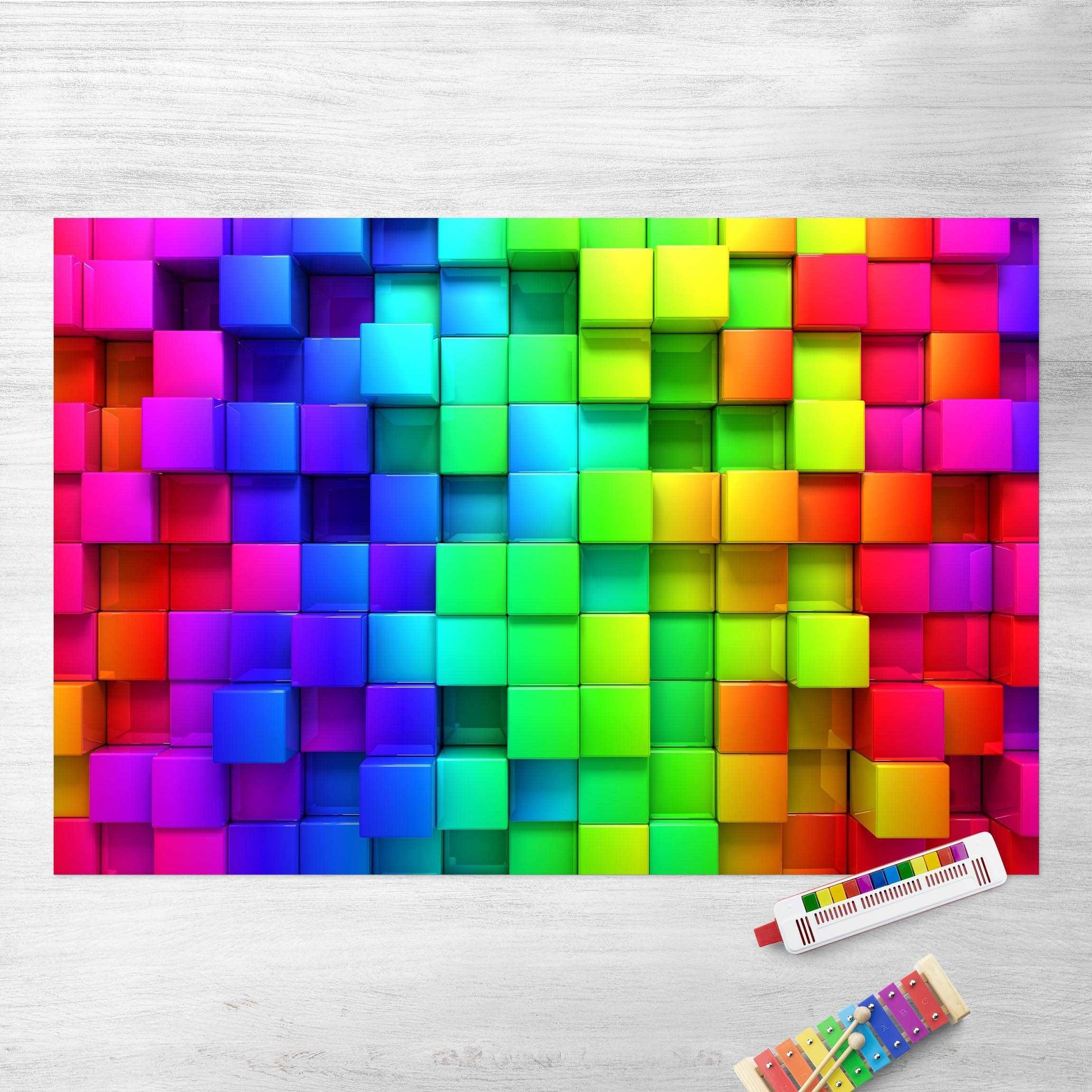 Bilderdepot24 Teppich Vinyl Wohnzimmer Schlafzimmer Flur Küche 3D Abstrakt, rechteckig - bunt glatt, nass wischbar (Küche, Tierhaare) - Saugroboter & Bodenheizu – Bild 2 von 5