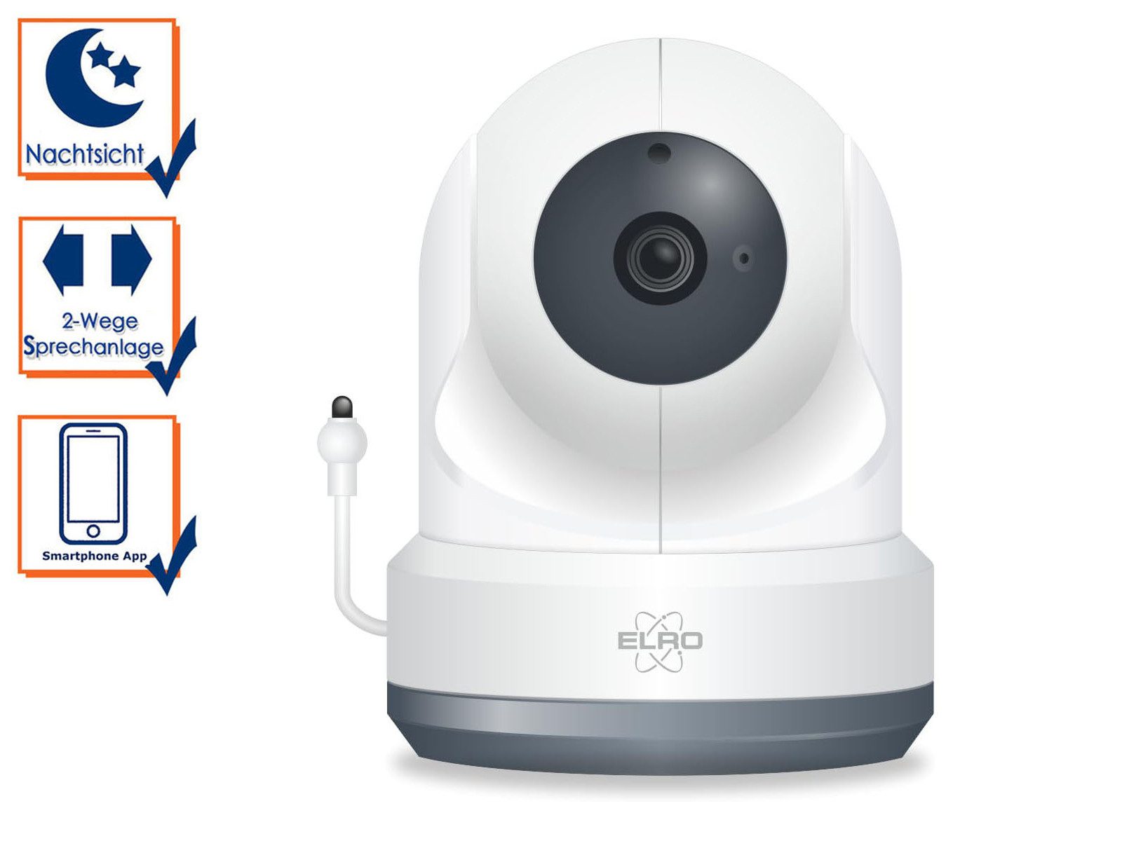 Elro Video-Babyphone, Nachtlicht, Temperaturfühler, 3 Schlaflieder, Zusatz Kamera für Babyfon BC4000 Serie - mit App kostenlos auf Handy
