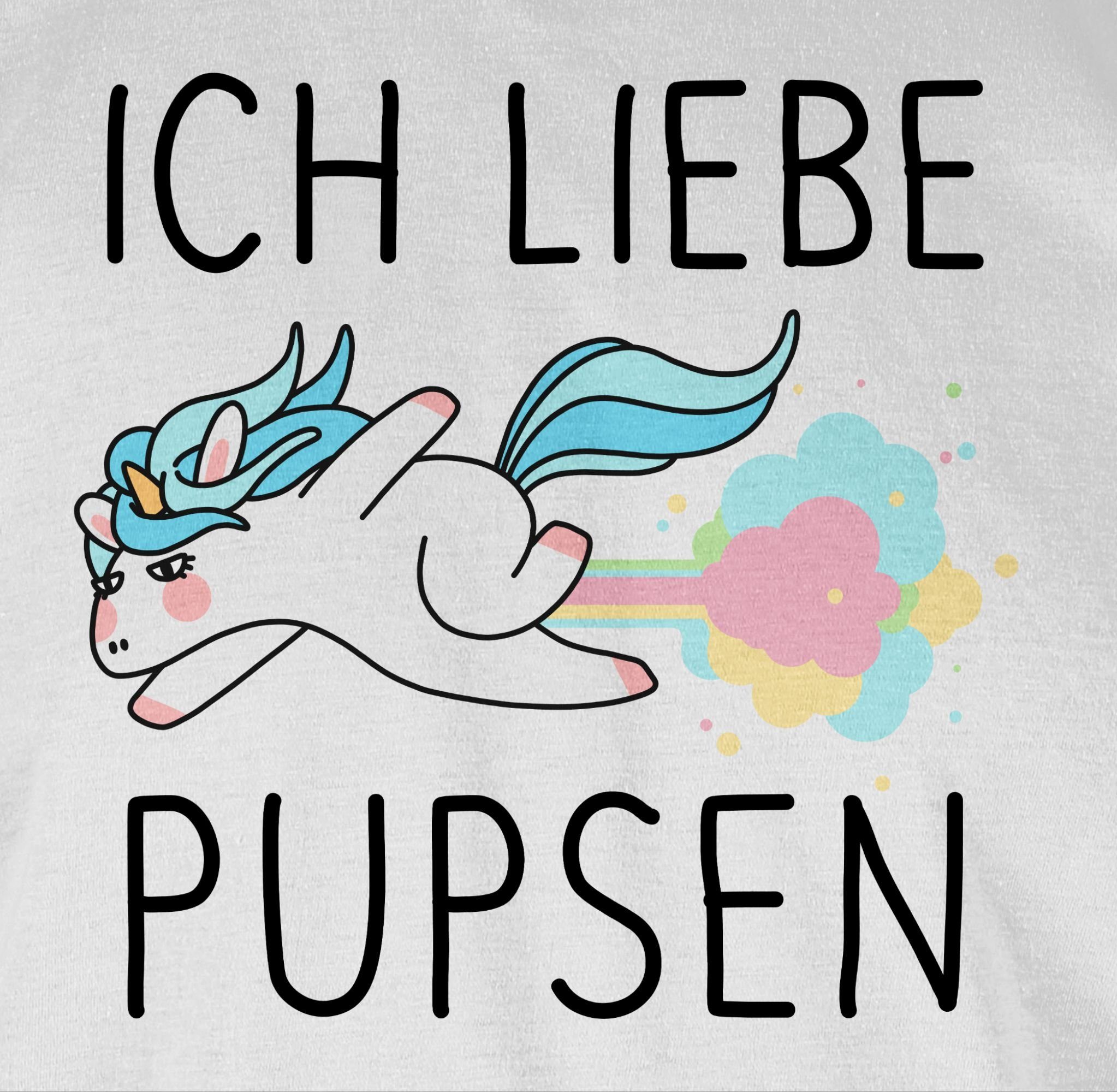 Shirtracer T-Shirt Geschenk pupsen Weiß 2 Einhorn Pups Geschenk Fürze - liebe Einhorn Furtz Ich Lustig