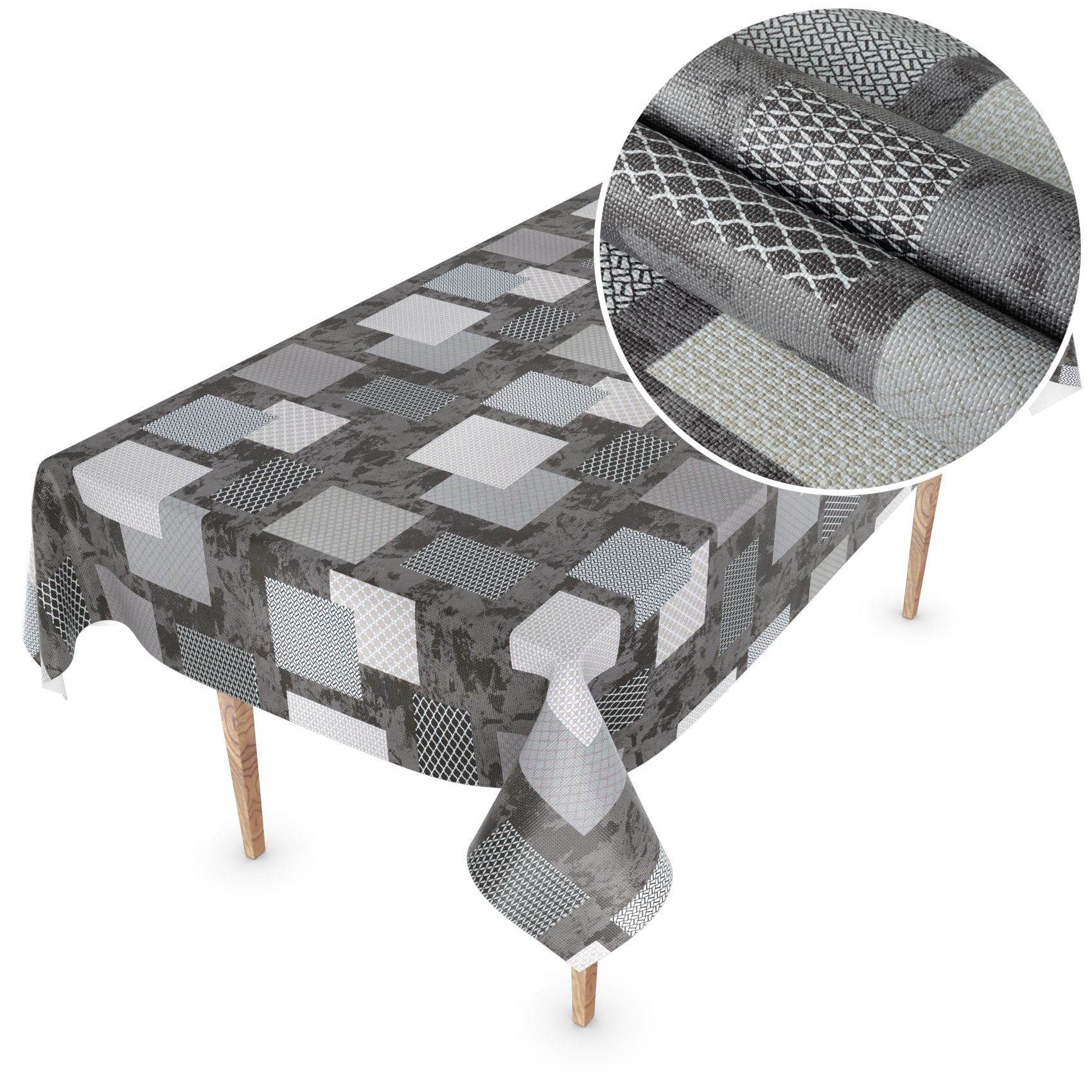 ANRO Tischdecke Besonders Feine Wachstuchtischdecke Premium Gartentischdecke (Einzelstück 1-tlg), Prägung 140x100cm wasserabweisend