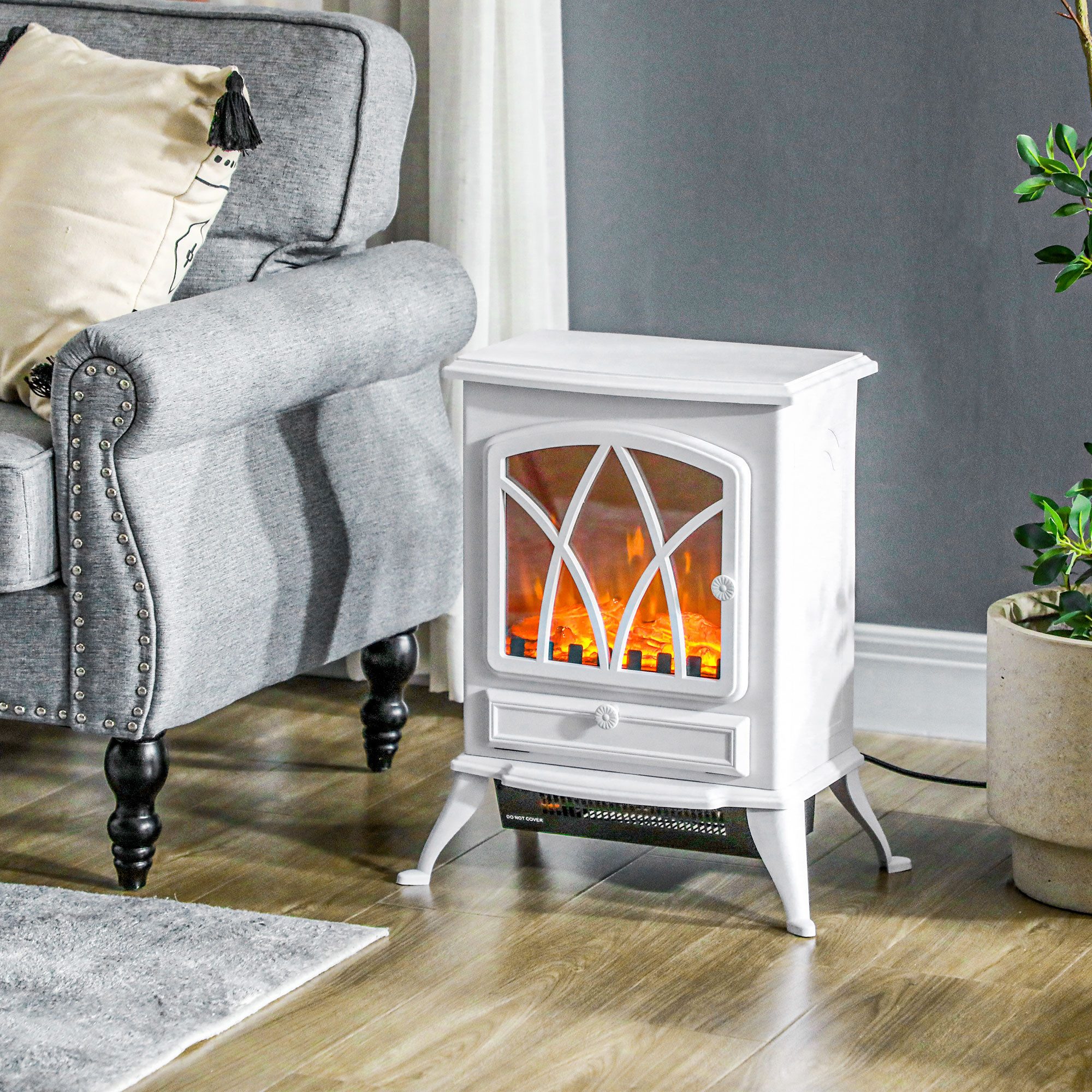 HOMCOM Elektrokamin Kamin mit LED-Flammeneffekt, Elektrokamin Elektrischer Kamin Kaminofen 1000W,2000W