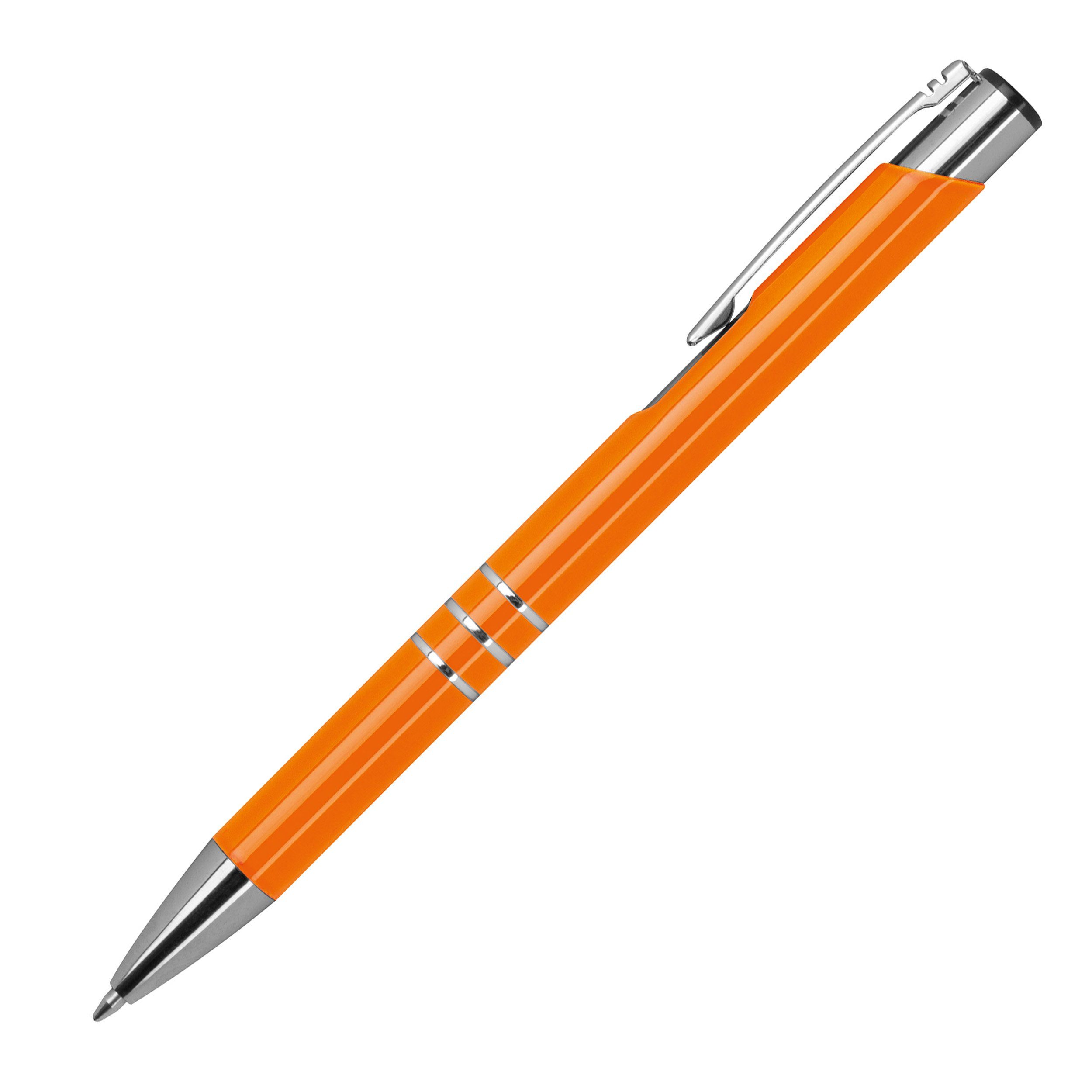 Kugelschreiber 100 Kugelschreiber aus Metall / vollfarbig lackiert / Farbe: orange (m