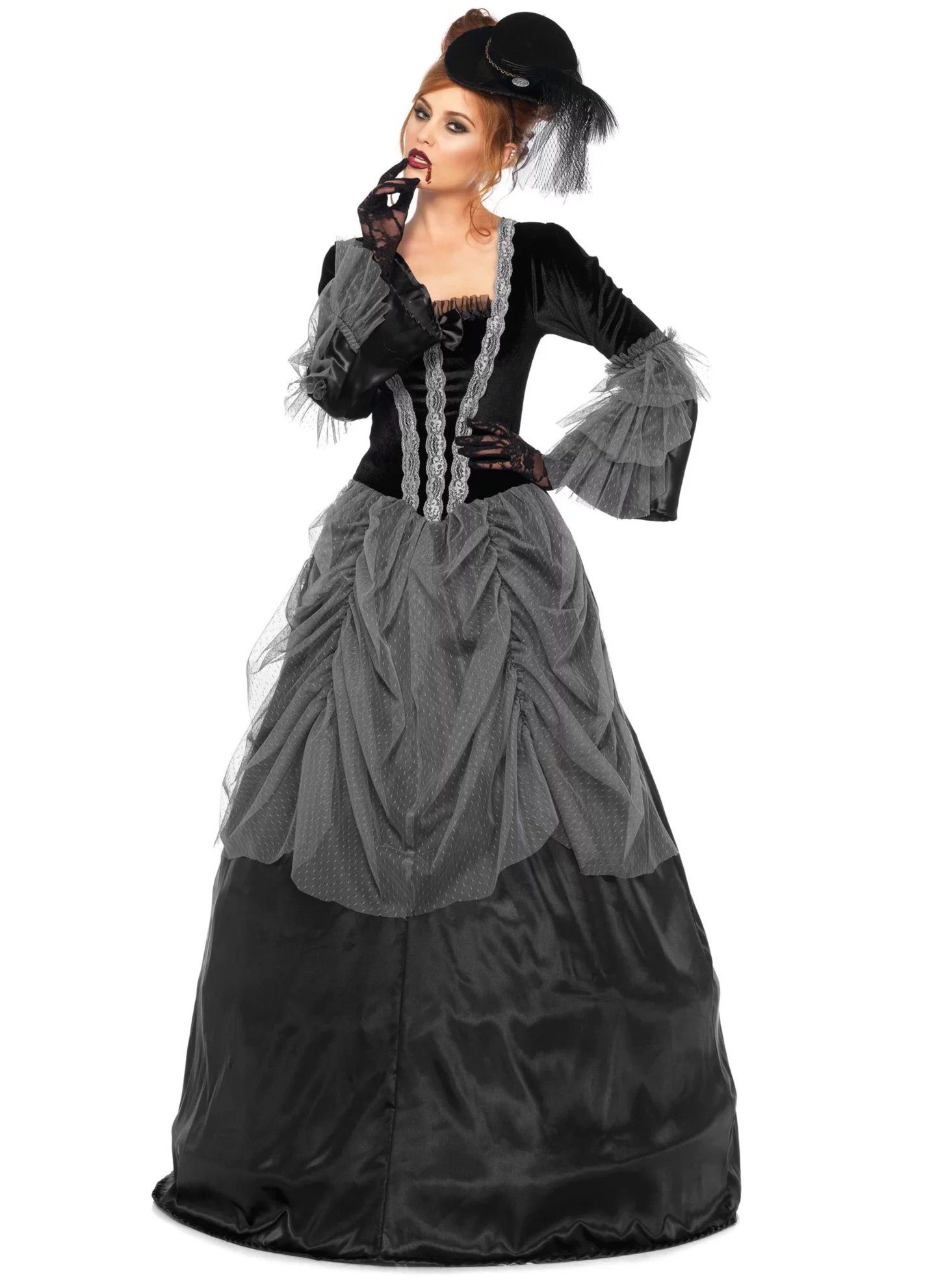 Leg Avenue Vampir-Kostüm Viktorianische Vampirin, Düsteres Ballkleid für Halloween, Steampunk und Gothic