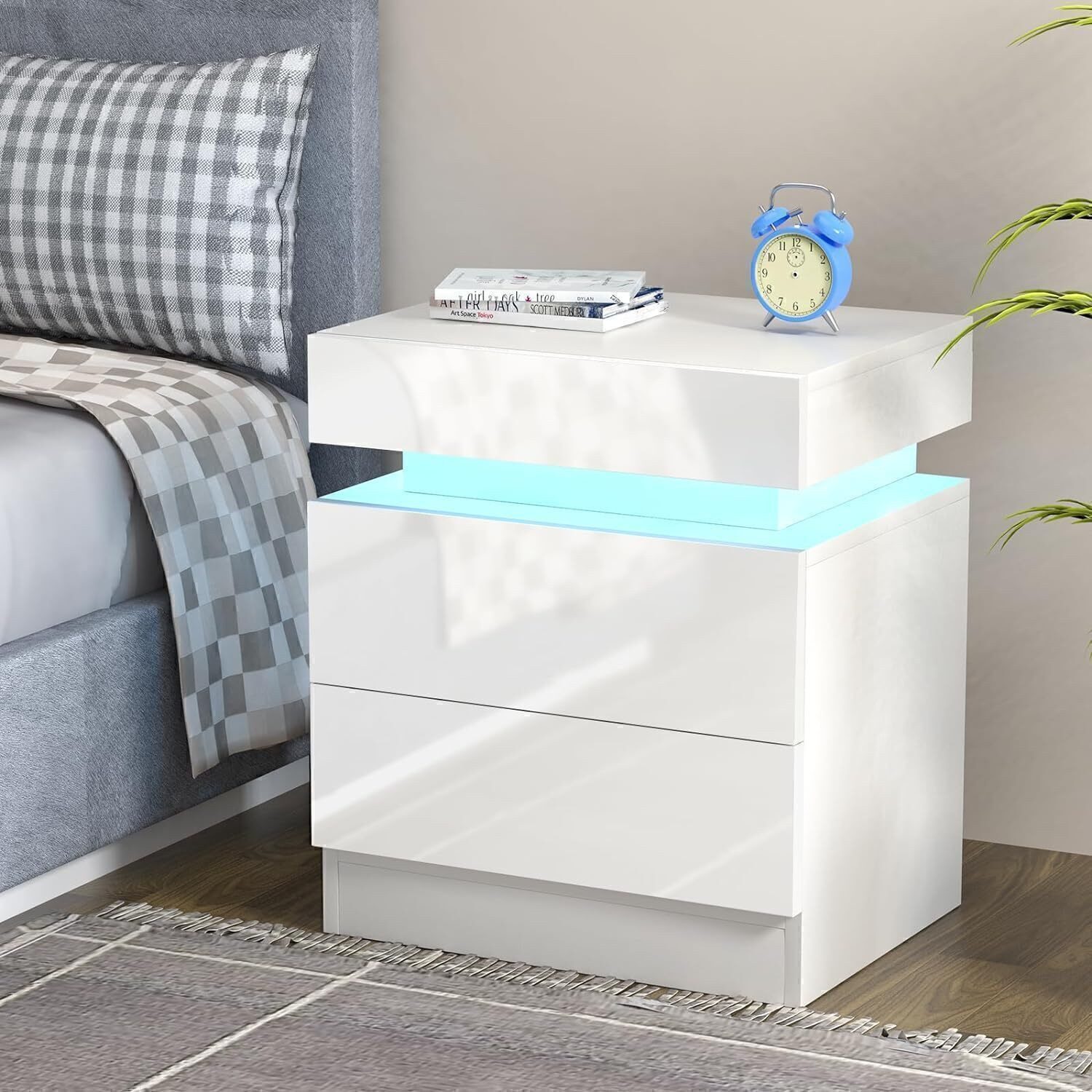 oyajia Nachttisch Hochglanz Nachtschrank mit RGB günstig online kaufen
