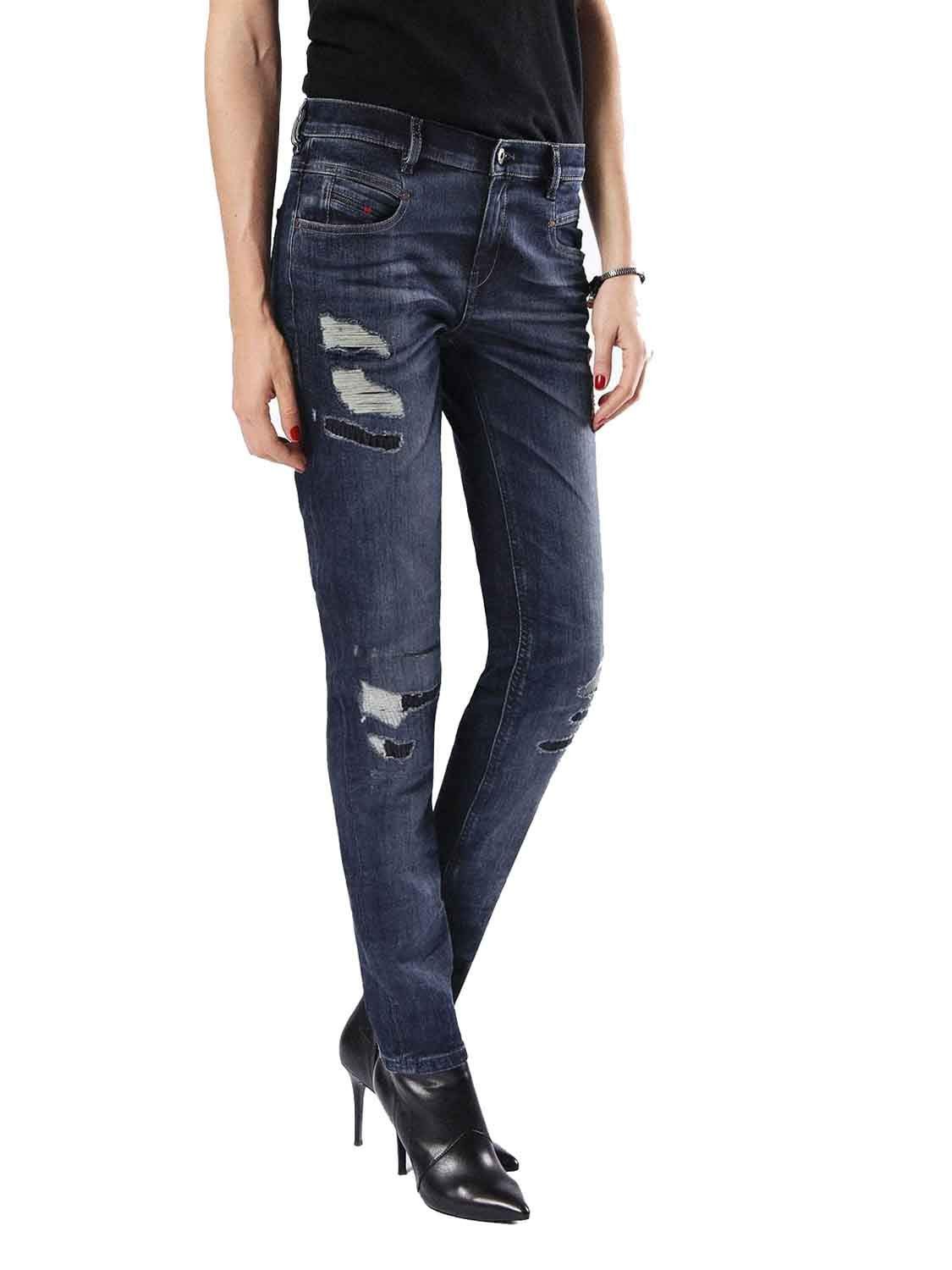 Straight-Jeans Diesel Belthy 0854T Damen Jeans Hose Slim Straight