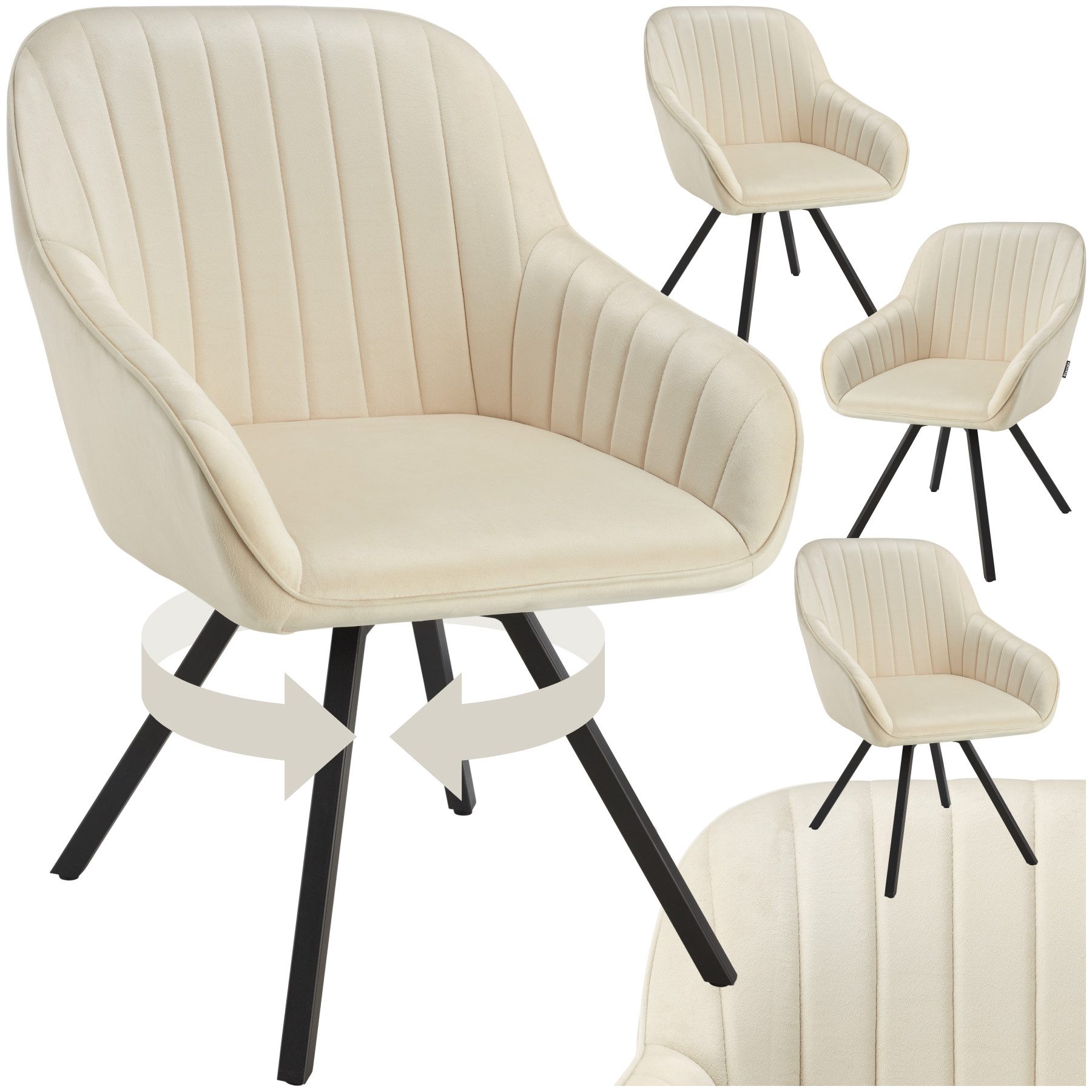 tectake Esszimmerstuhl Drehbarer Armlehnstuhl Snug Samtoptik, gepolstert (S günstig online kaufen