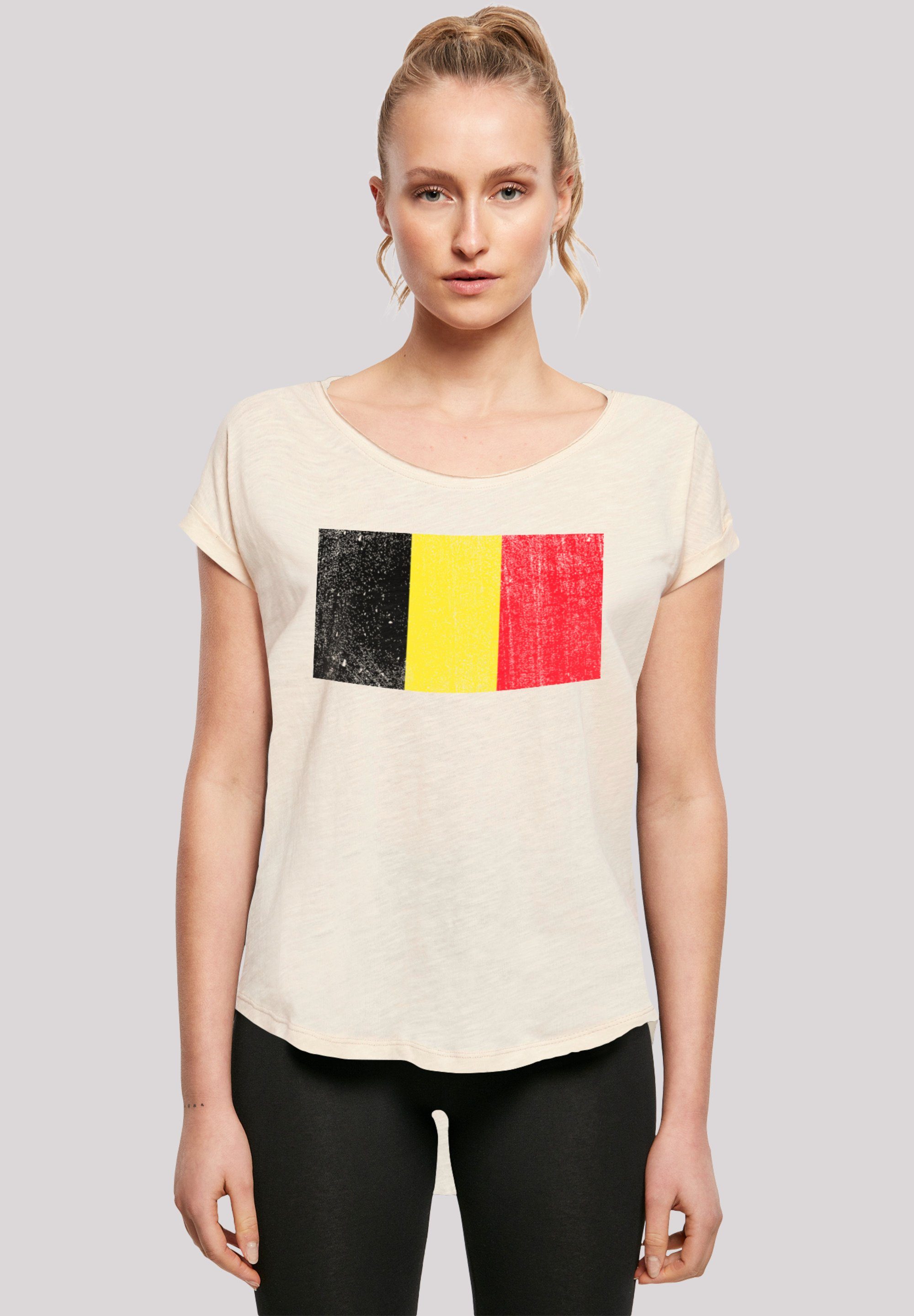 Print, Belgium Flagge hohem T-Shirt Tragekomfort weicher F4NT4STIC mit Belgien Sehr Baumwollstoff