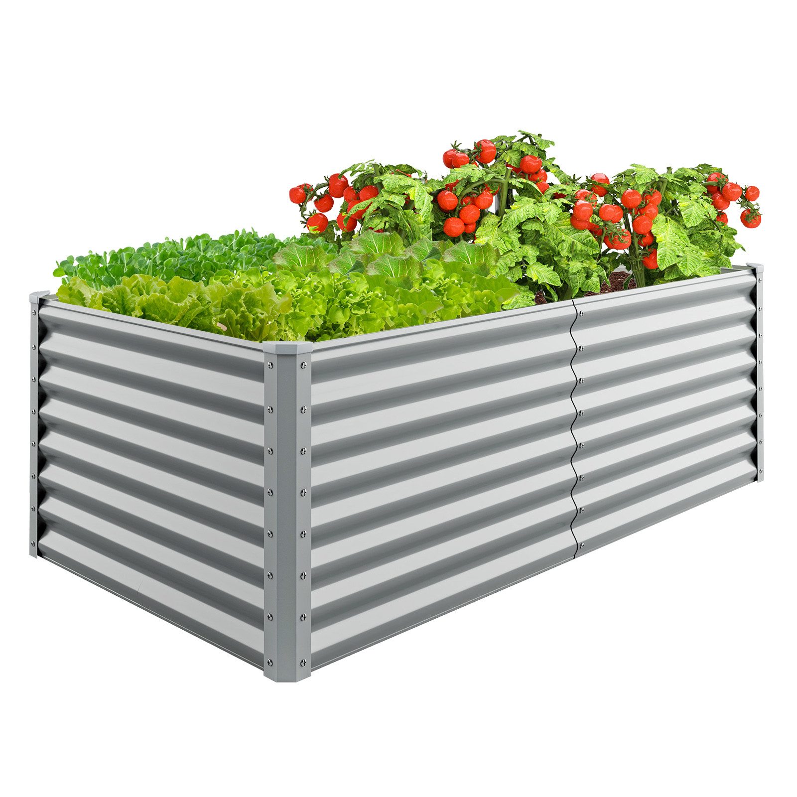 COSTWAY Hochbeet, Pflanzkasten, rechteckiges Frühbeet, Blumenbeet, Metall