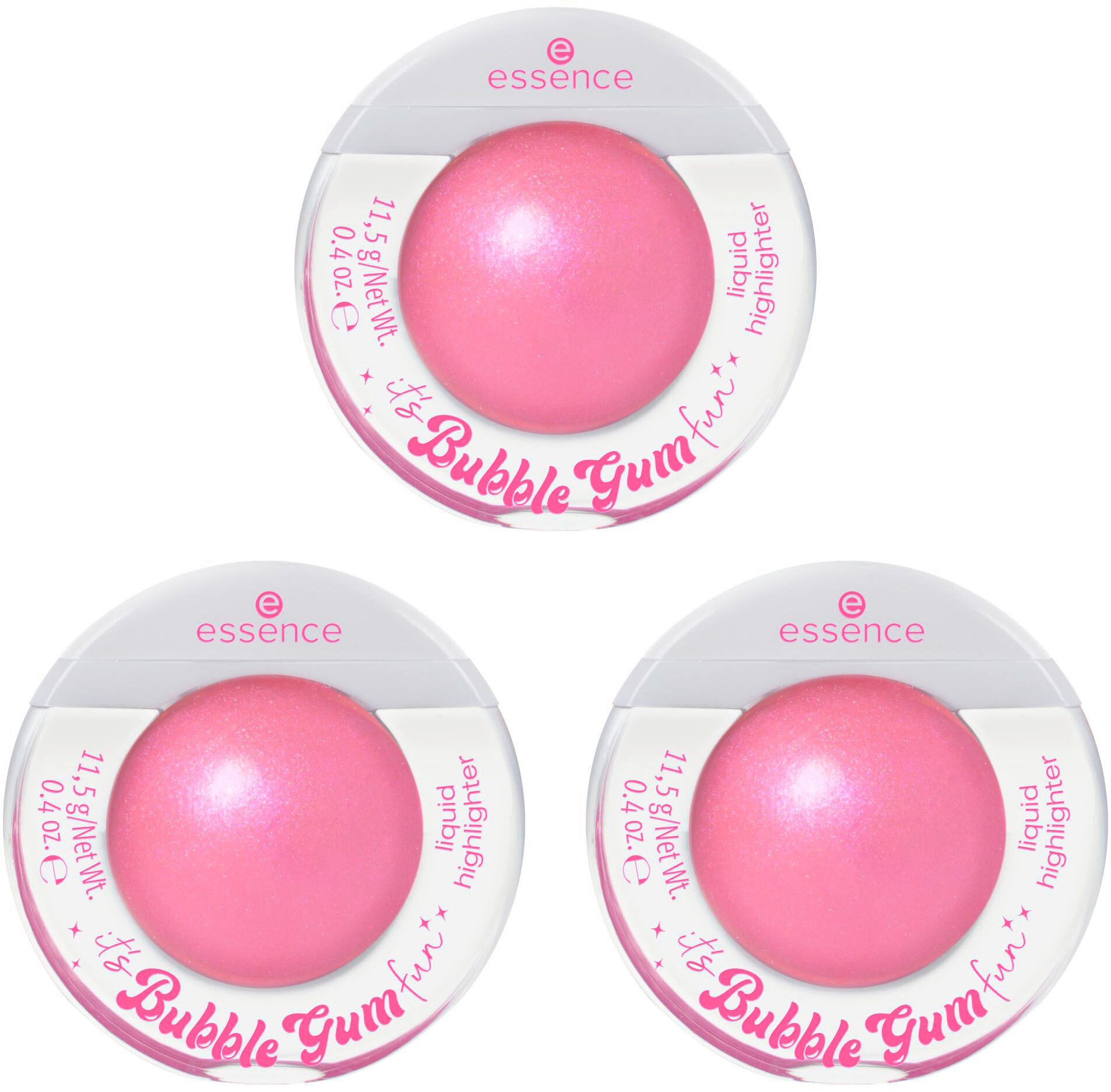 Essence Highlighter it's Bubble Gum fun liquid highlighter, 3er Pack