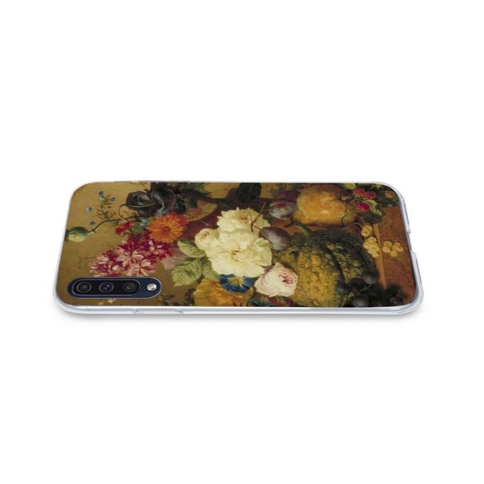 MuchoWow Handyhülle Stilleben mit Obst und Blumen in einer Nische - Gemälde von G.J.J Van Handyhülle Samsung Galaxy A30s Smartphone-Bumper Print Handy AN10729