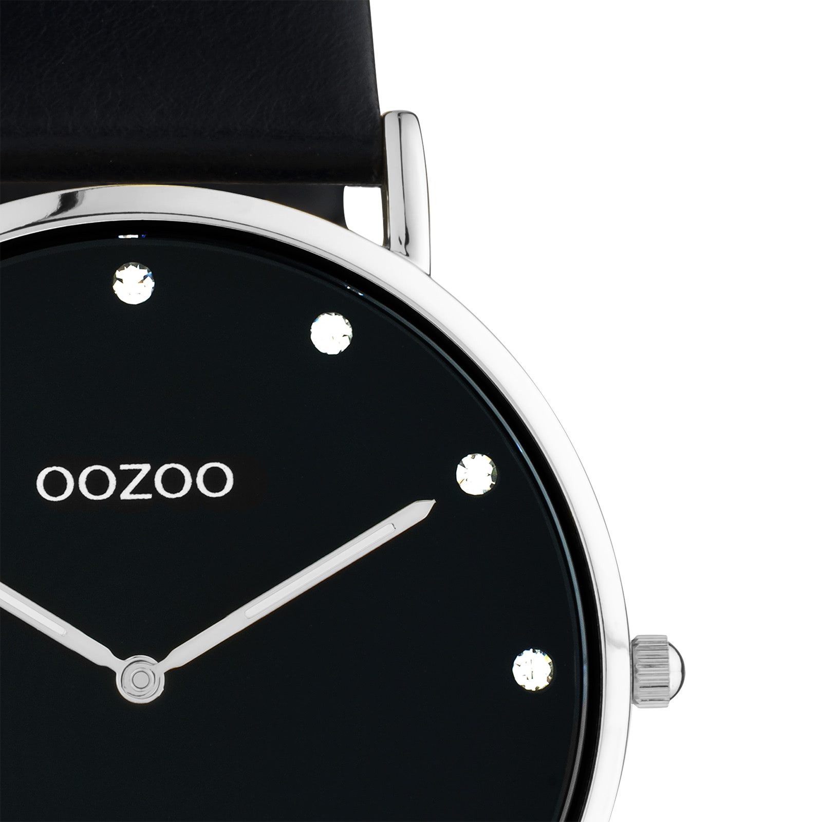 OOZOO Quarzuhr Oozoo Unisex Armbanduhr schwarz Analog, (Analoguhr), Damen, Herrenuhr rund, groß (ca. 40mm) Lederarmband, Elegant-Style