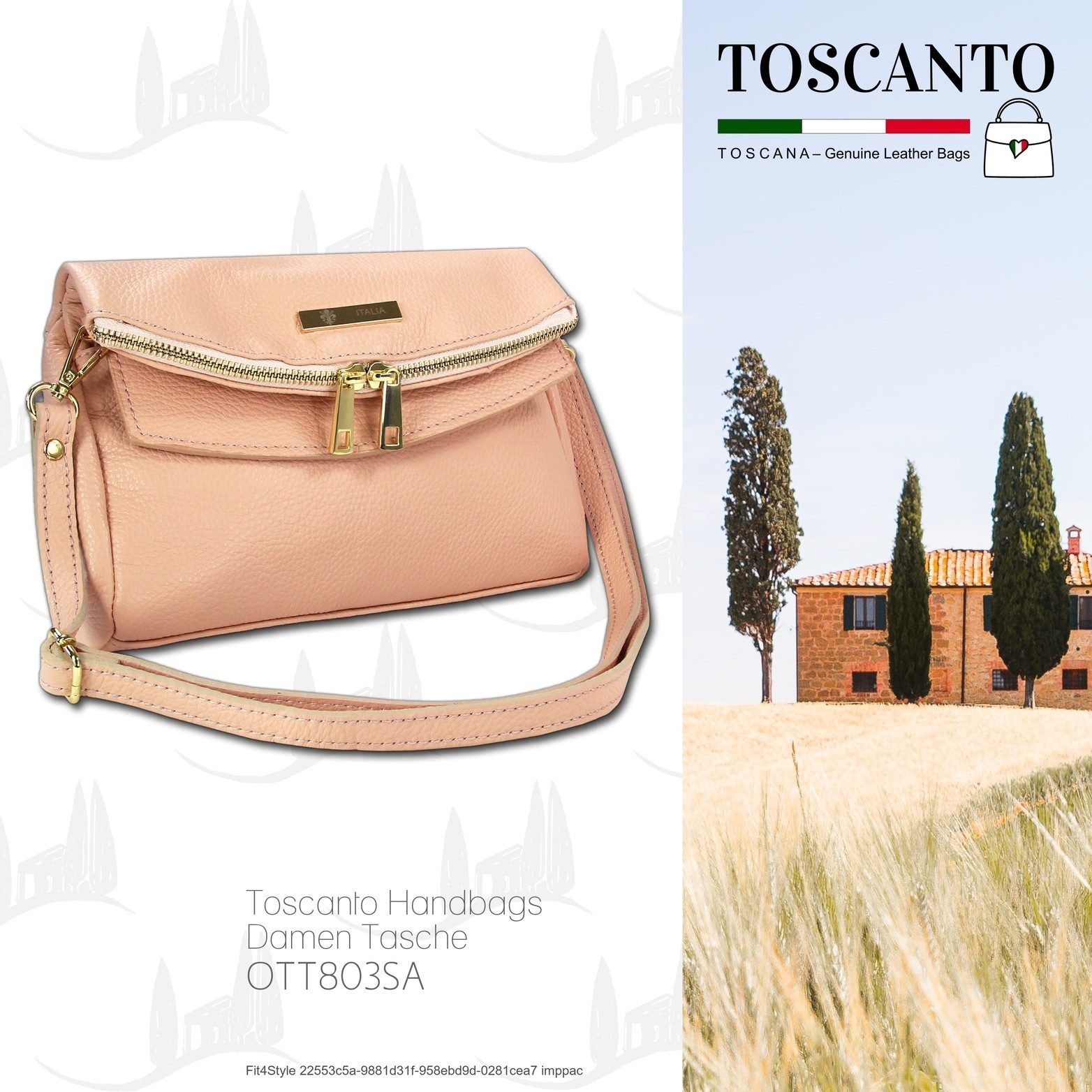 Toscanto Clutch Toscanto Damen Schultertasche Clutch (Clutch, Clutch), Damen Tasche Echtes Leder rosa, Made-In Italy