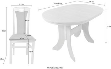 HOFMANN LIVING AND MORE Essgruppe 5tlg. Tischgruppe, (Spar-Set, 5-tlg., 5tlg. Tischgruppe), Stühle montiert