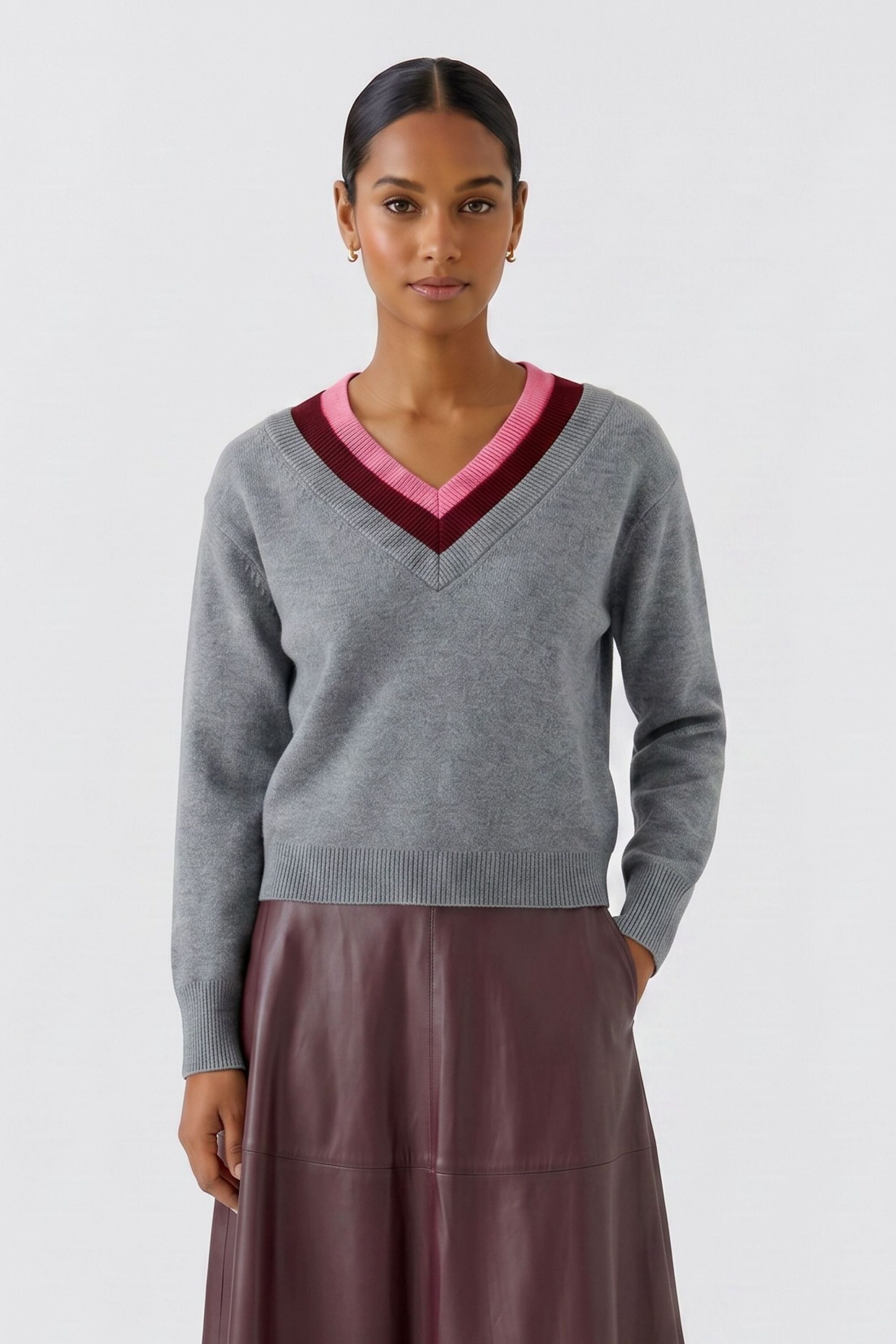 Oui V-Ausschnitt-Pullover Lässig geschnitten