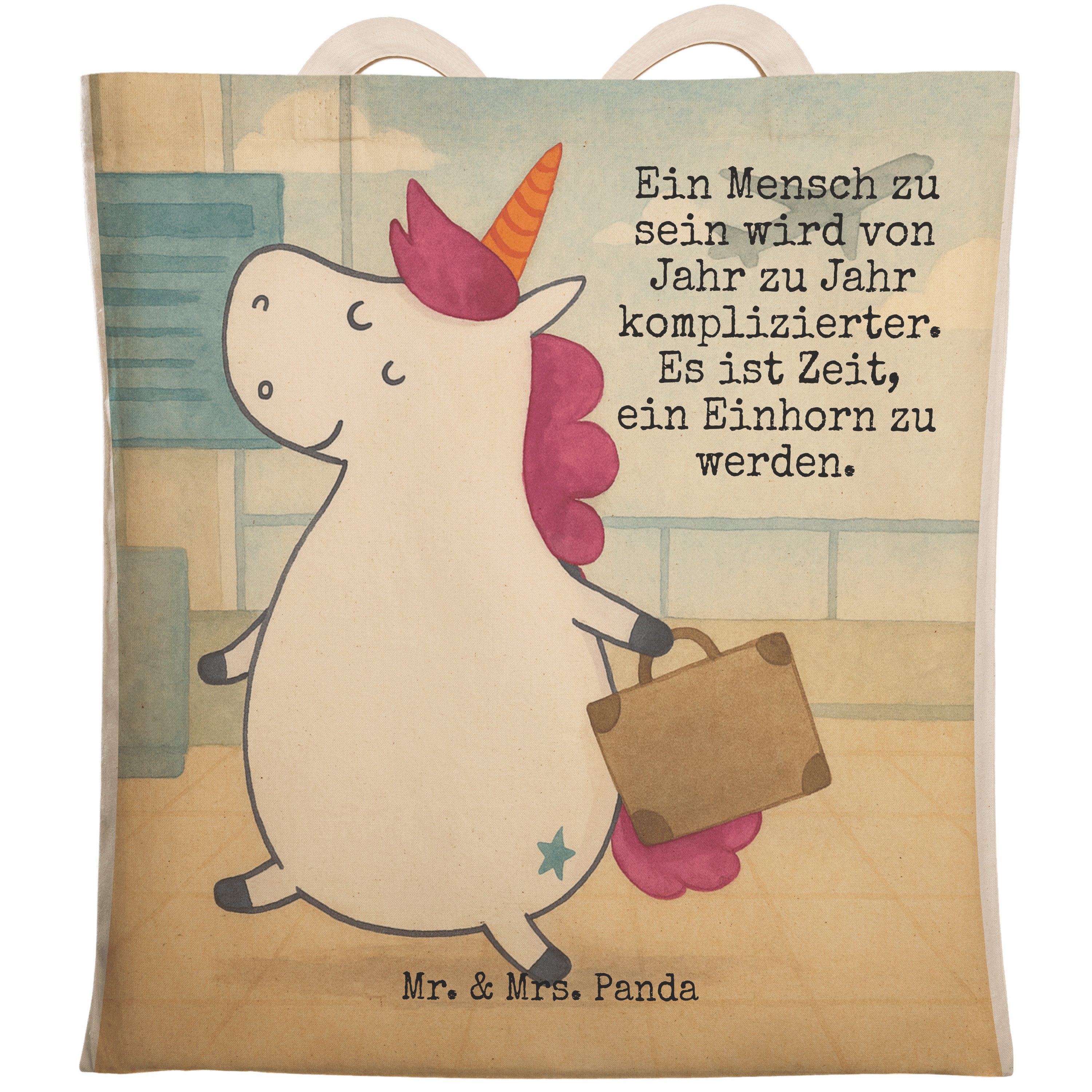 Tragetasche Einhorn Koffer Design, Tote Bag, Weiß, Einkaufstasche, Tasche, Reise