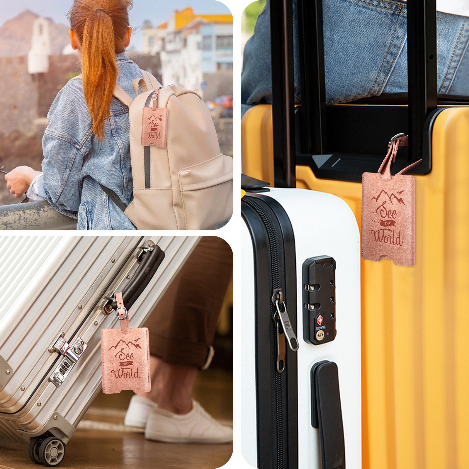 Fintie Mini Geldbörse Reisepasshülle und Gepäckanhänger Set, Reisepass Impfpass Hülle, mit RFID Blockier, Kofferanhänger mit Adressschild für Koffer