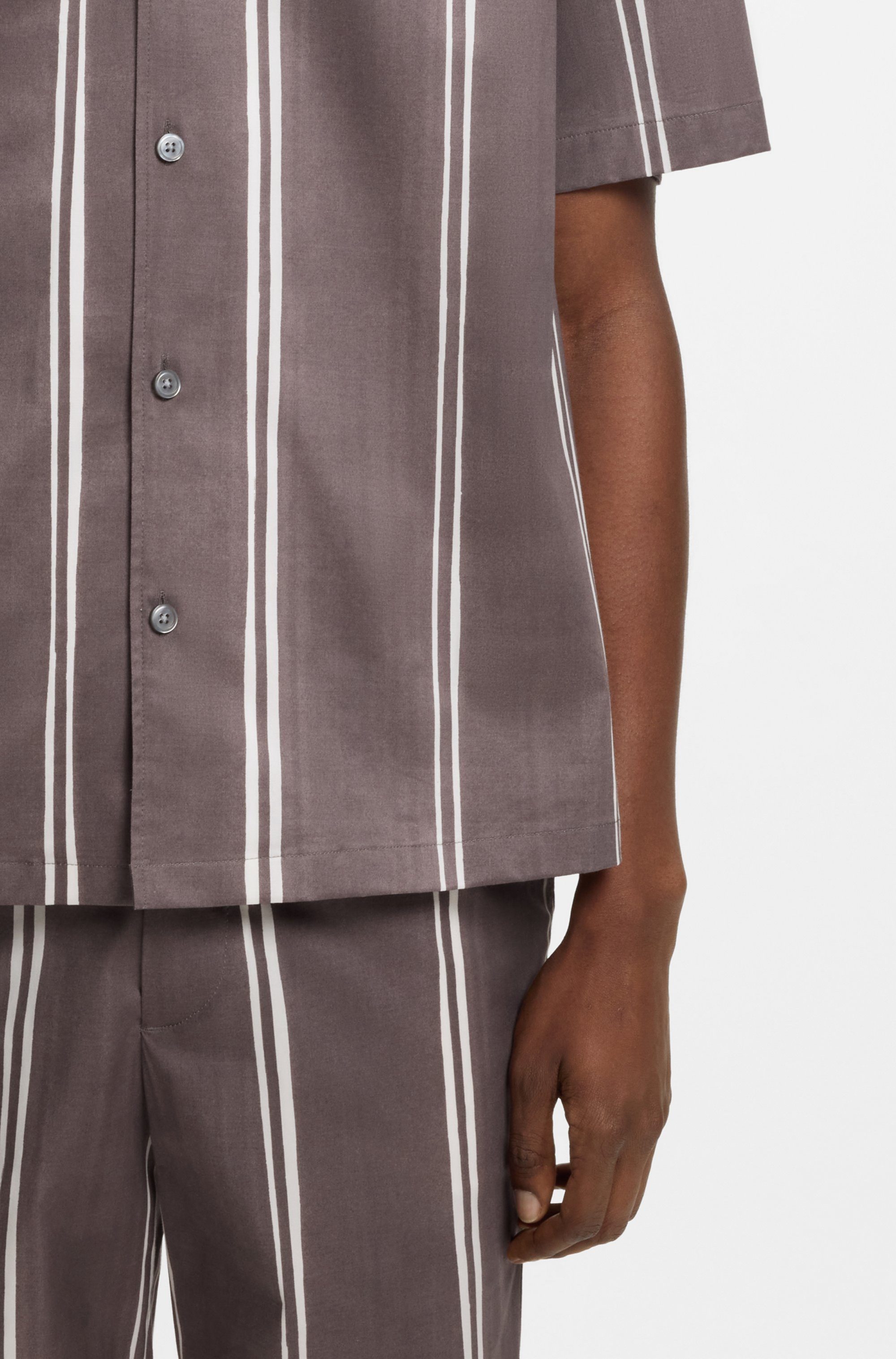 BOSS Kurzarmhemd Freizeitkragen, Stretch-Baumwolle, Relaxed Fit