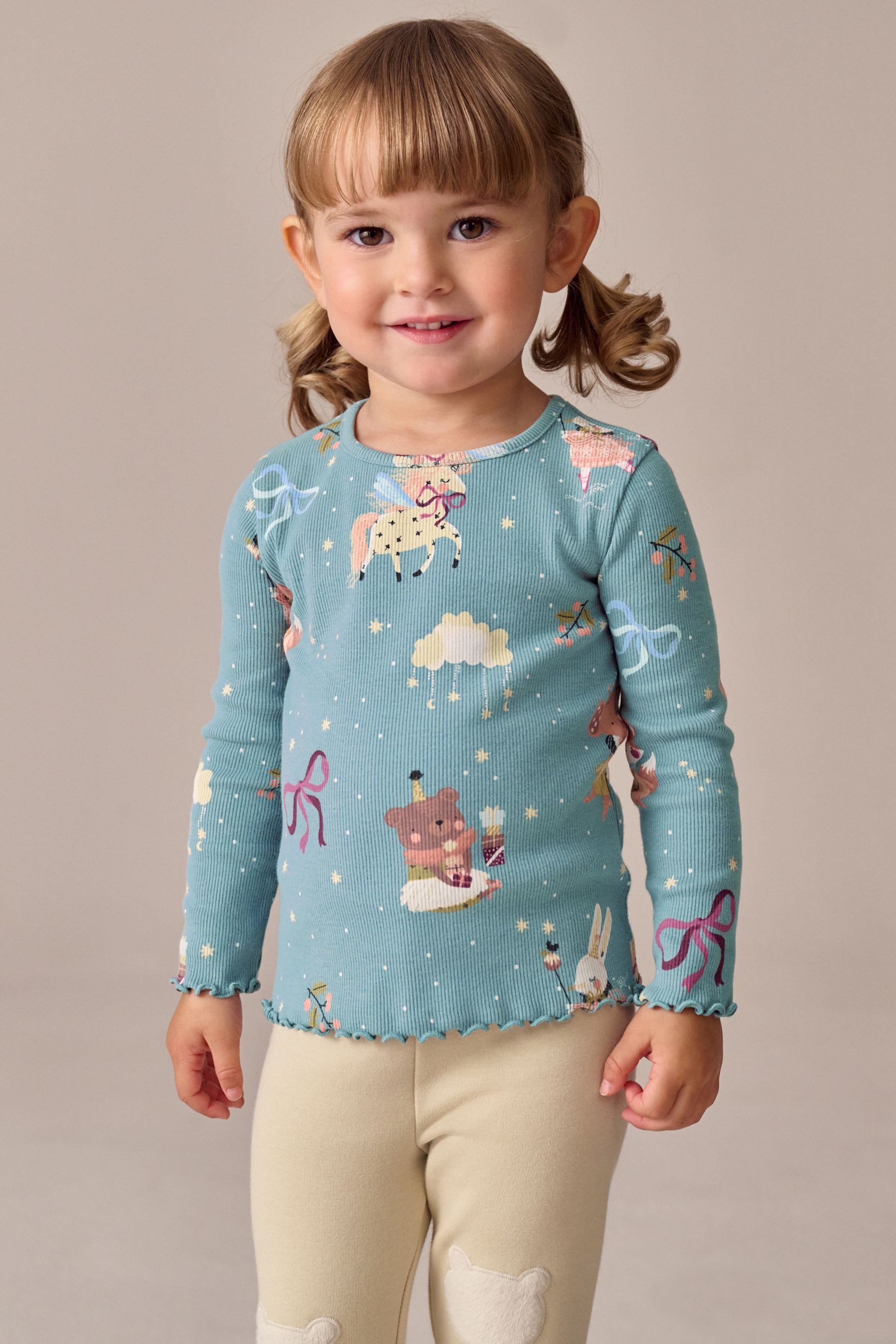 Next Leggings Geripptes Langarm-T-Shirt (1-tlg)