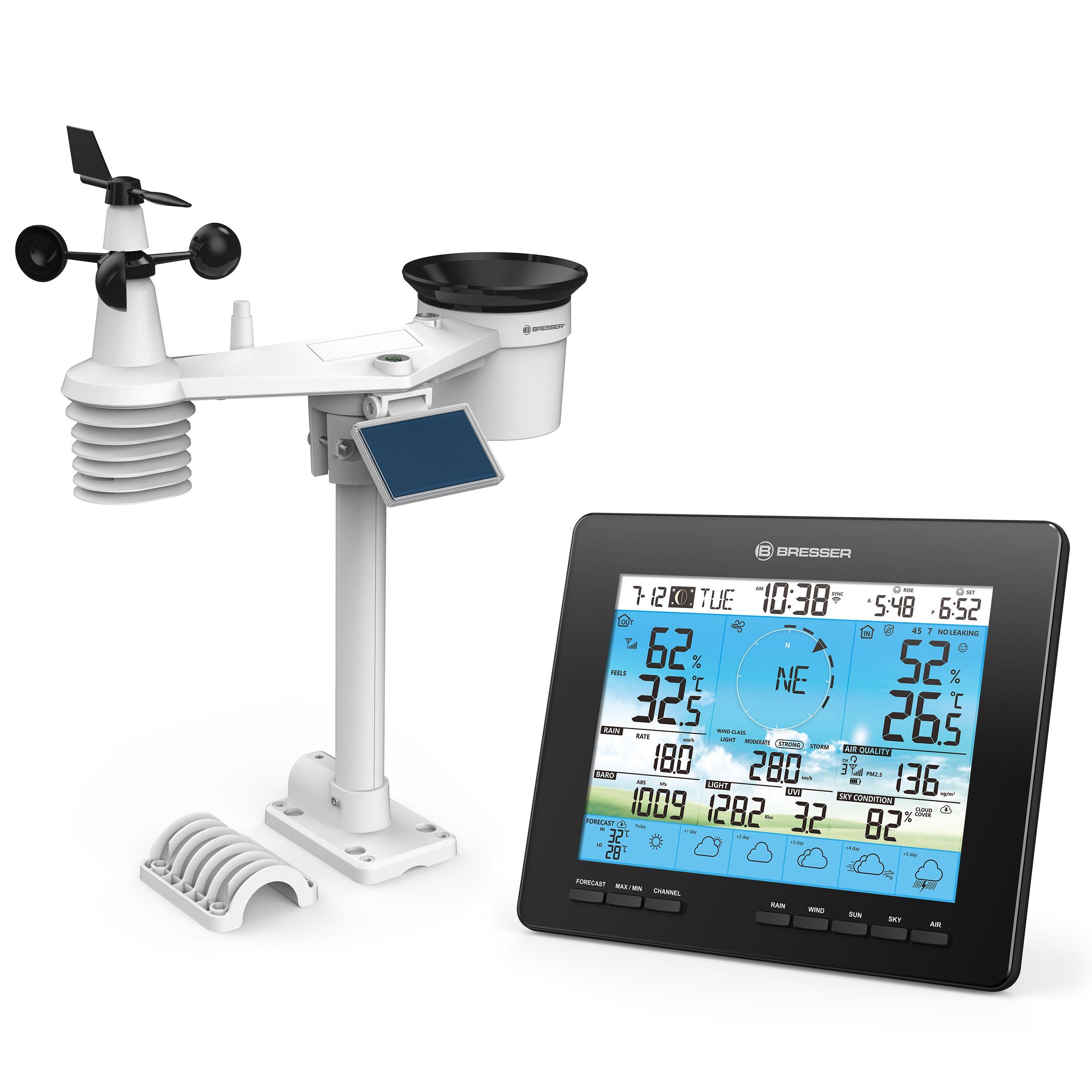 Wetterstation BRESSER 6-Tage 4CAST PRO WLAN-Wetterstation 7-in-1 solar
