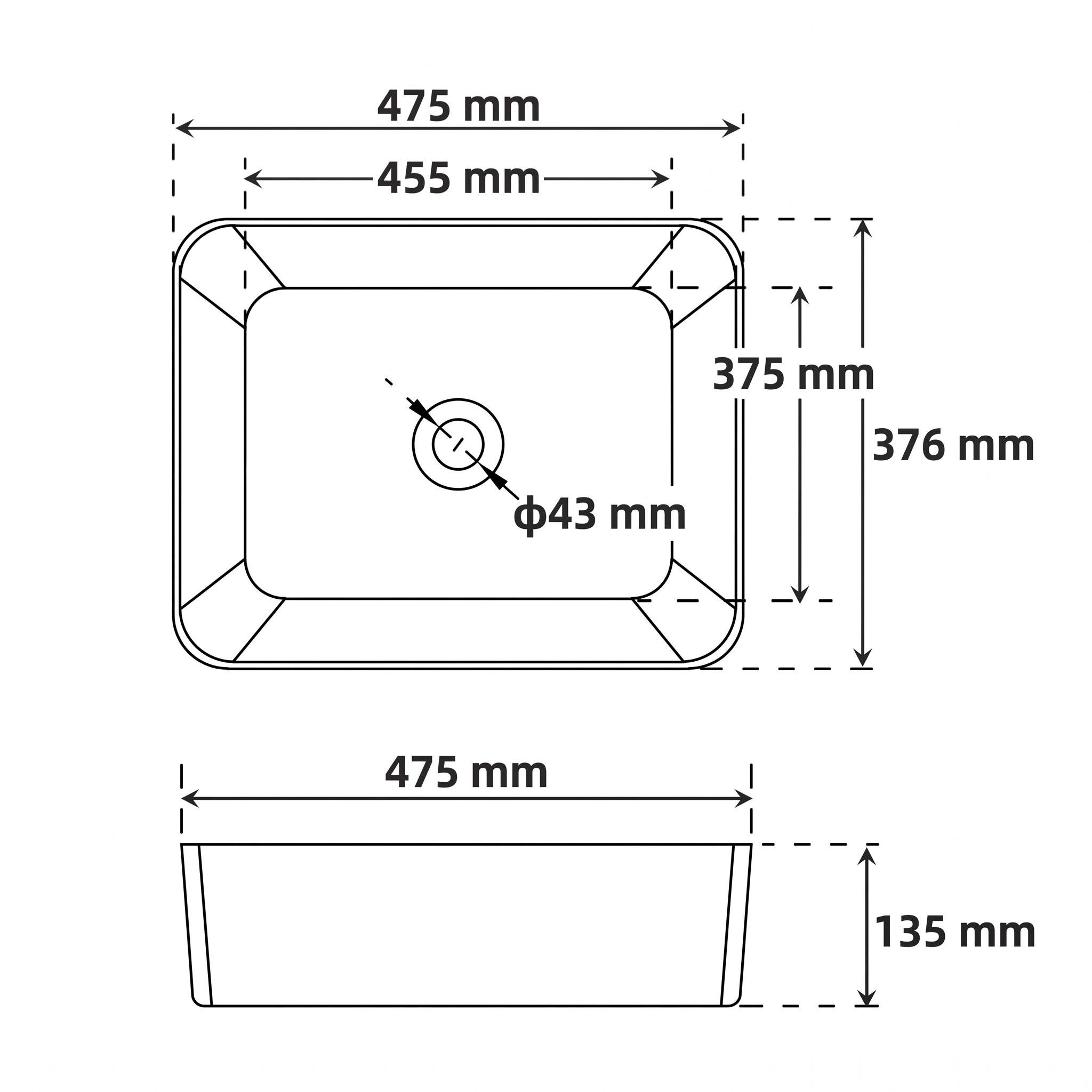 GarveeMore Aufsatzwaschbecken aus Keramik, Weiß, rechteckig/rund, für Badezimmer, Gäste-WC, glatt, pflegeleicht, langlebig, Zeitloses Design