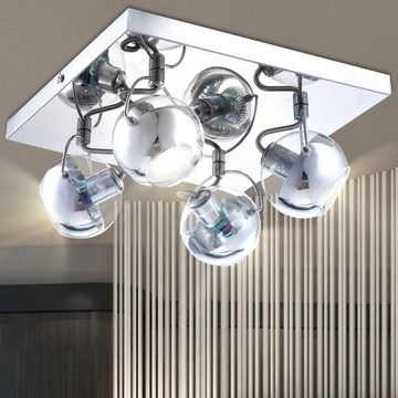 etc-shop LED Deckenspot, Leuchtmittel inklusive, Warmweiß, LED Decken Lampe Wohn Zimmer Beleuchtung Chrom Strahler