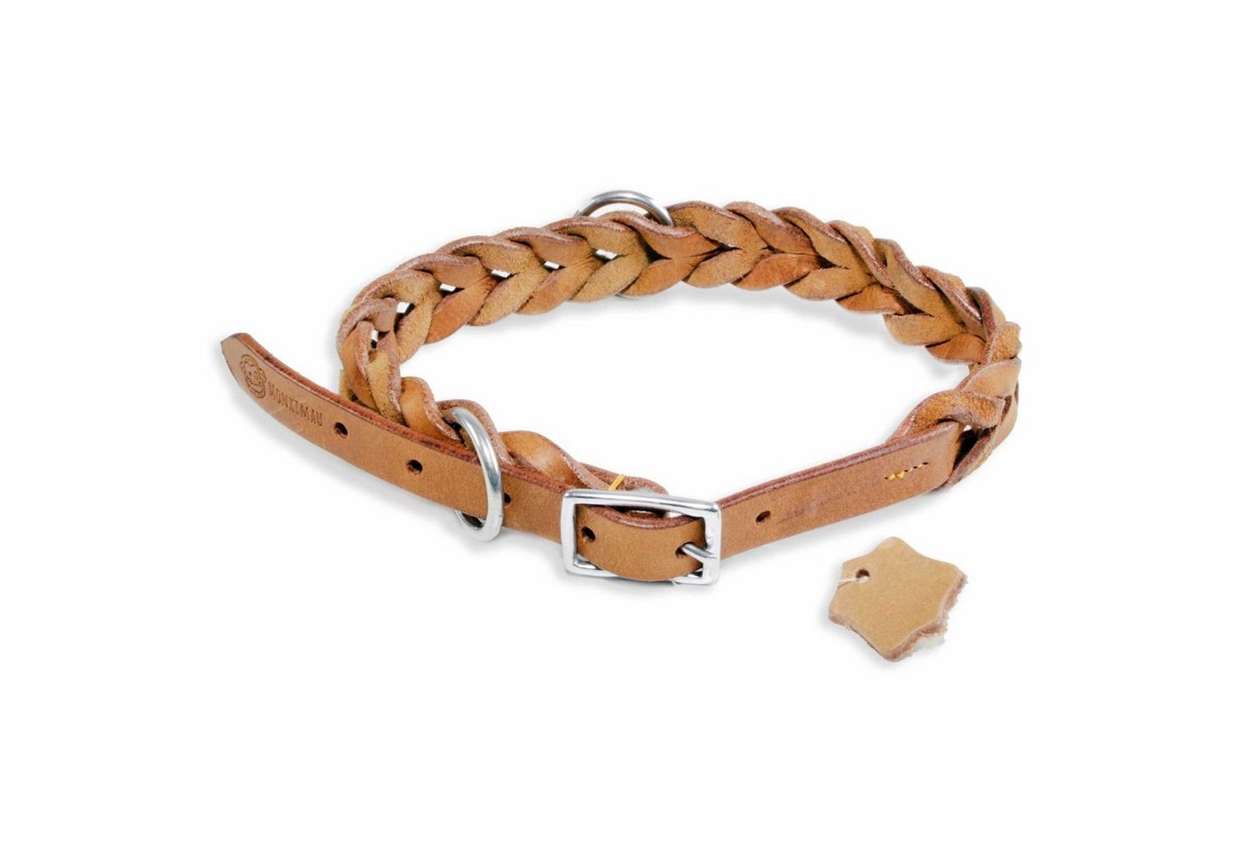 Thumbnail - Monkimau Hunde-Halsband Hundehalsband Leder Halsband Hund beige geflochten S-XS, Leder