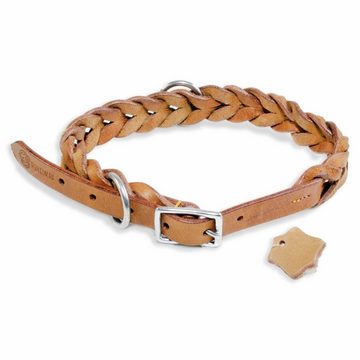 Monkimau Hunde-Halsband Hundehalsband Leder Halsband Hund beige geflochten S-XS, Leder