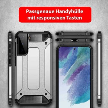 FITSU Handyhülle Outdoor Hülle für Samsung Galaxy S21 FE Schwarz, Robuste Handyhülle Outdoor Case stabile Schutzhülle mit Eckenschutz