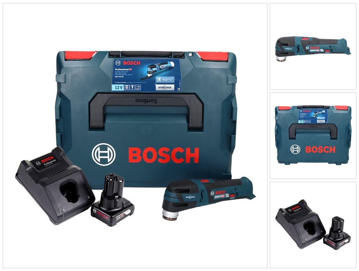 Bosch Professional Akku-Multifunktionswerkzeug Bosch GOP 12V-28  Professional Akku Multi Cutter 12 V Brushless + 1x Akku 6,0 Ah + Ladegerät  + L-Boxx