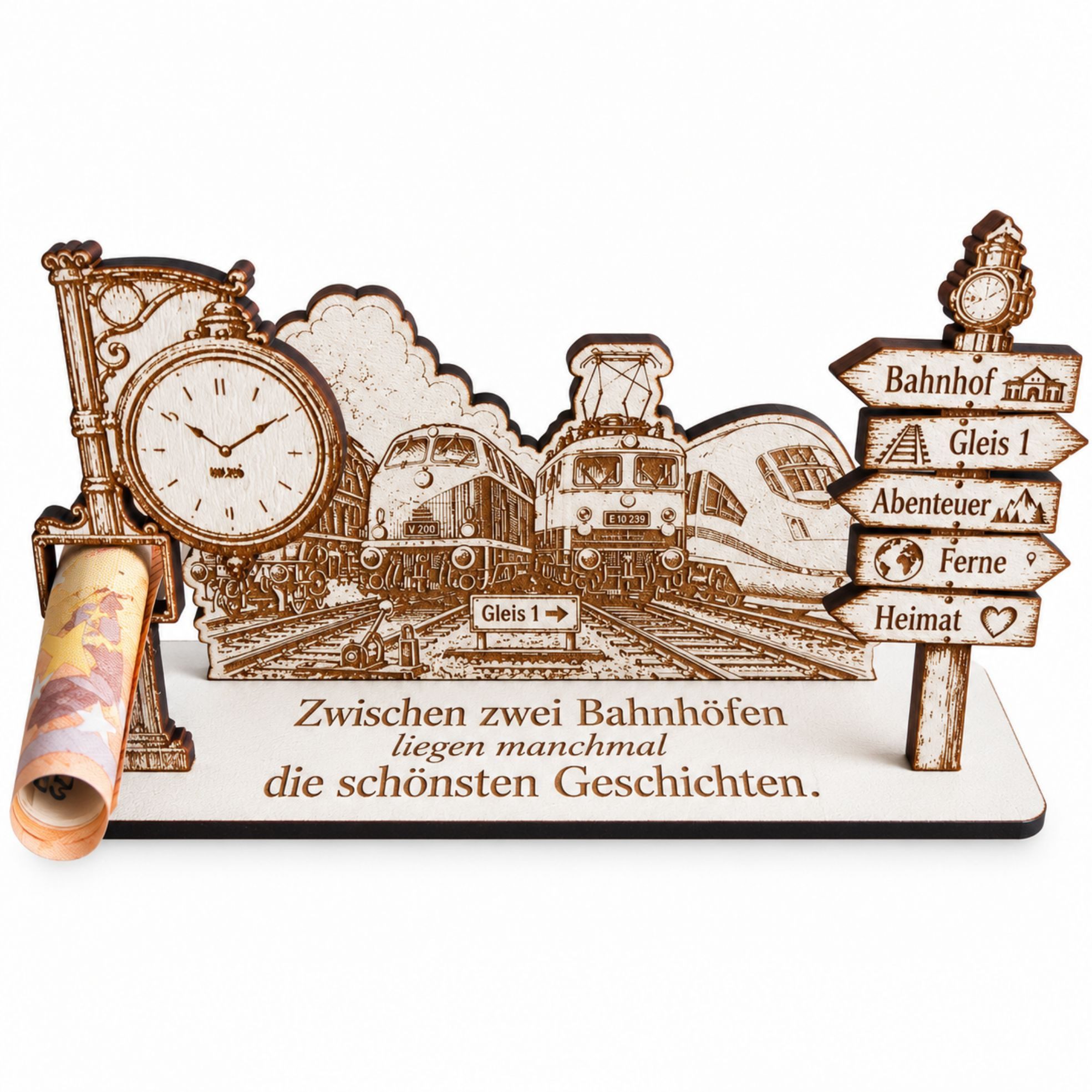 Dekolando Geschenkkarte Lokomotive Geldgeschenk Geschenk für Eisenbahnfans Lokführer 14 x 8 cm – Bild 4 von 5