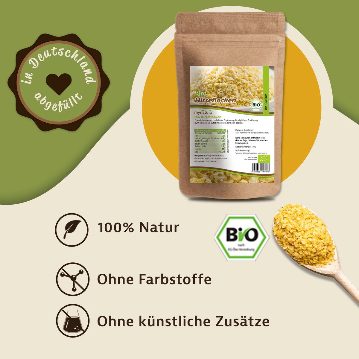 Mynatura Getreide Mynatura Bio Hirseflocken aus Goldhirse