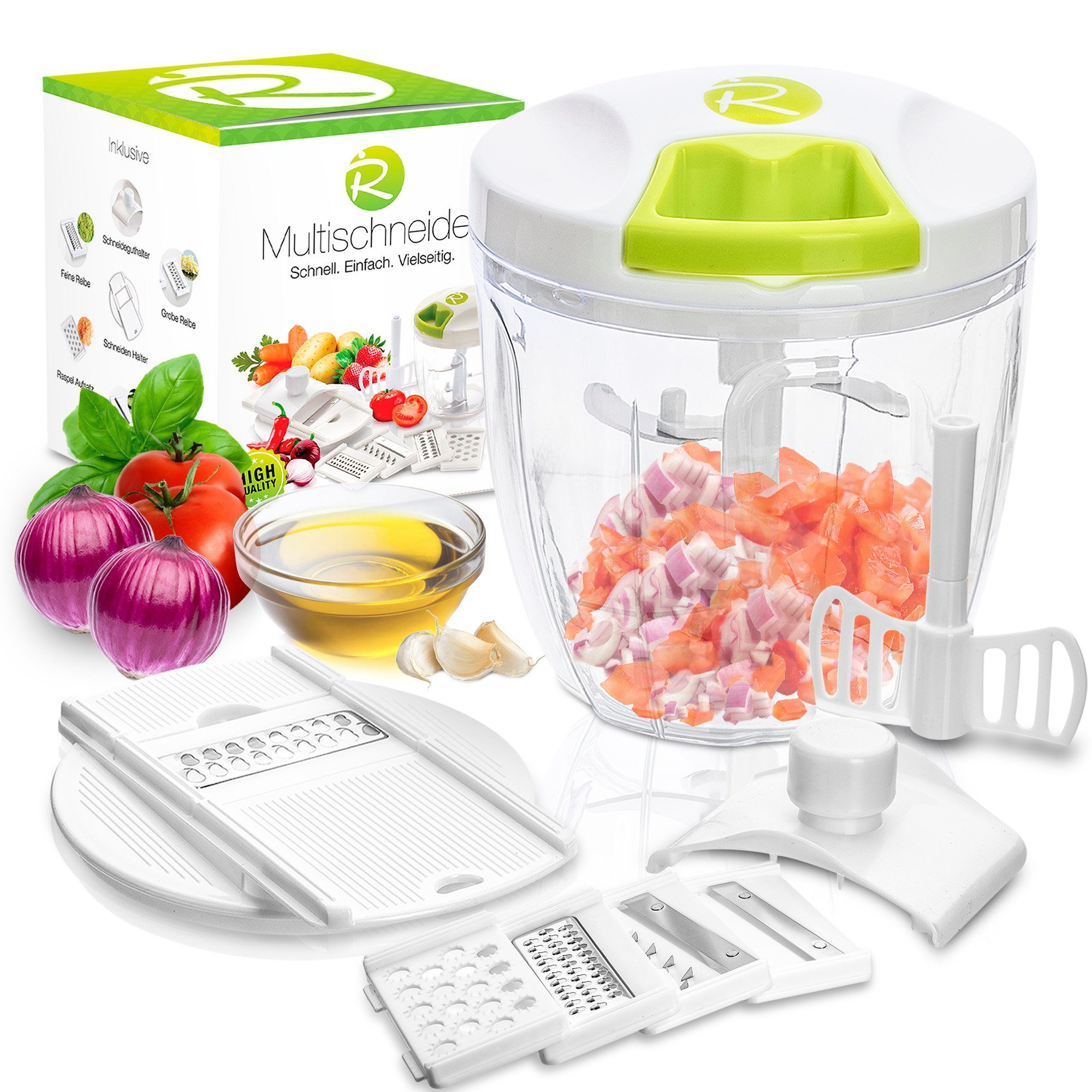 Rigutto Измельчитель лука RIGUTTO® Premium Zwiebelschneider mit Seilzug [Mehr als 7 Funktionen]