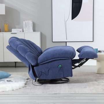 Ulife TV-Sessel 360° drehbarer Relaxsessel mit gepolsterten Arm- und Rückenlehnen, Massagesessel Fernsehsessel, mit Wärme Massagefunktion und 2 Taschen