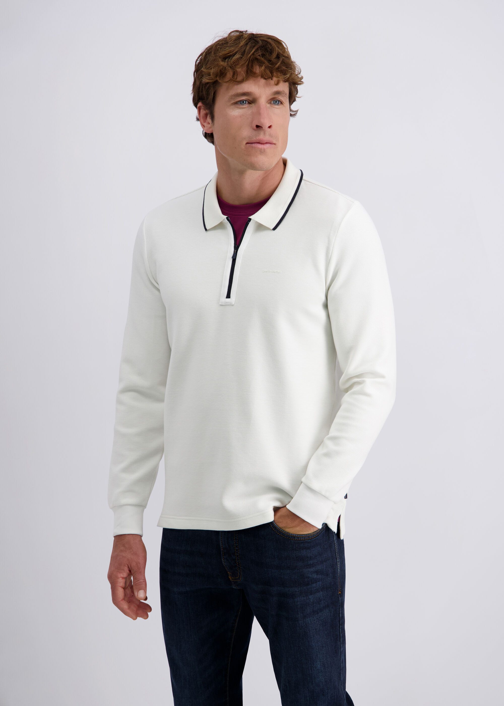 Pierre Cardin V-Ausschnitt-Pullover mit Reißverschluss günstig online kaufen